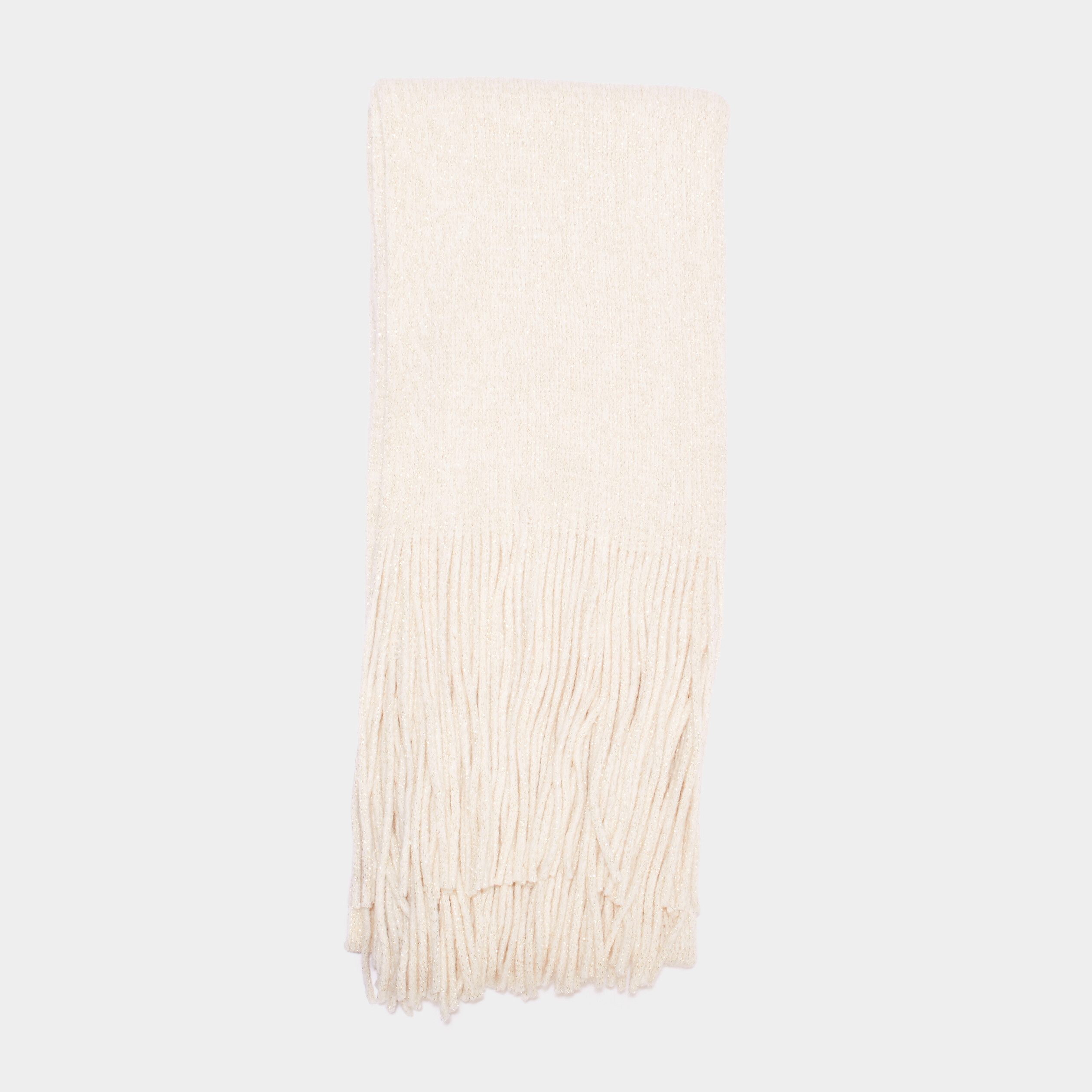 echarpe tricotee a franges ivoire femme Écharpe tricotée à franges ivoire femme