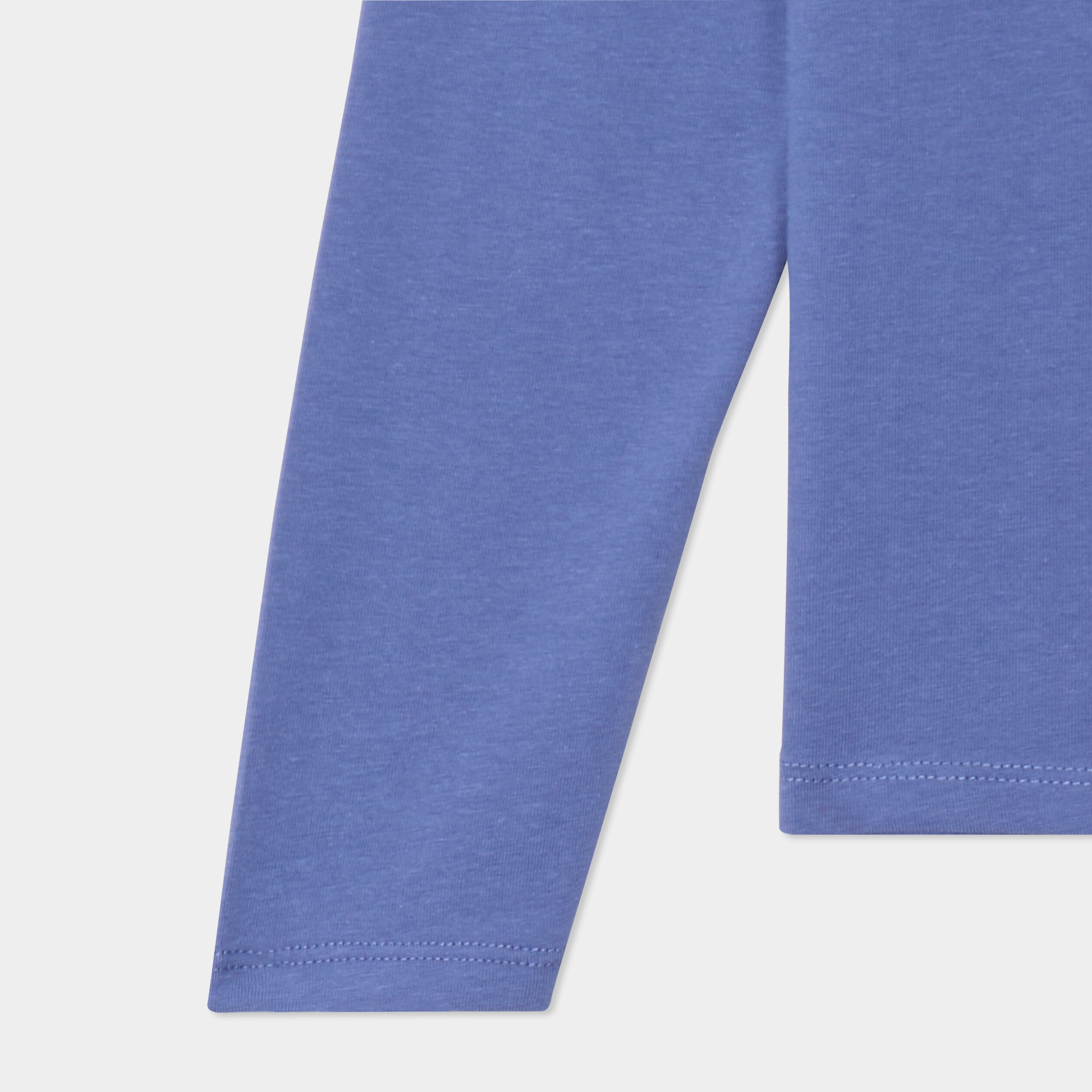 t shirt coton manches longues a fronces bleu gris fille T-shirt coton manches longues à fronces bleu gris fille