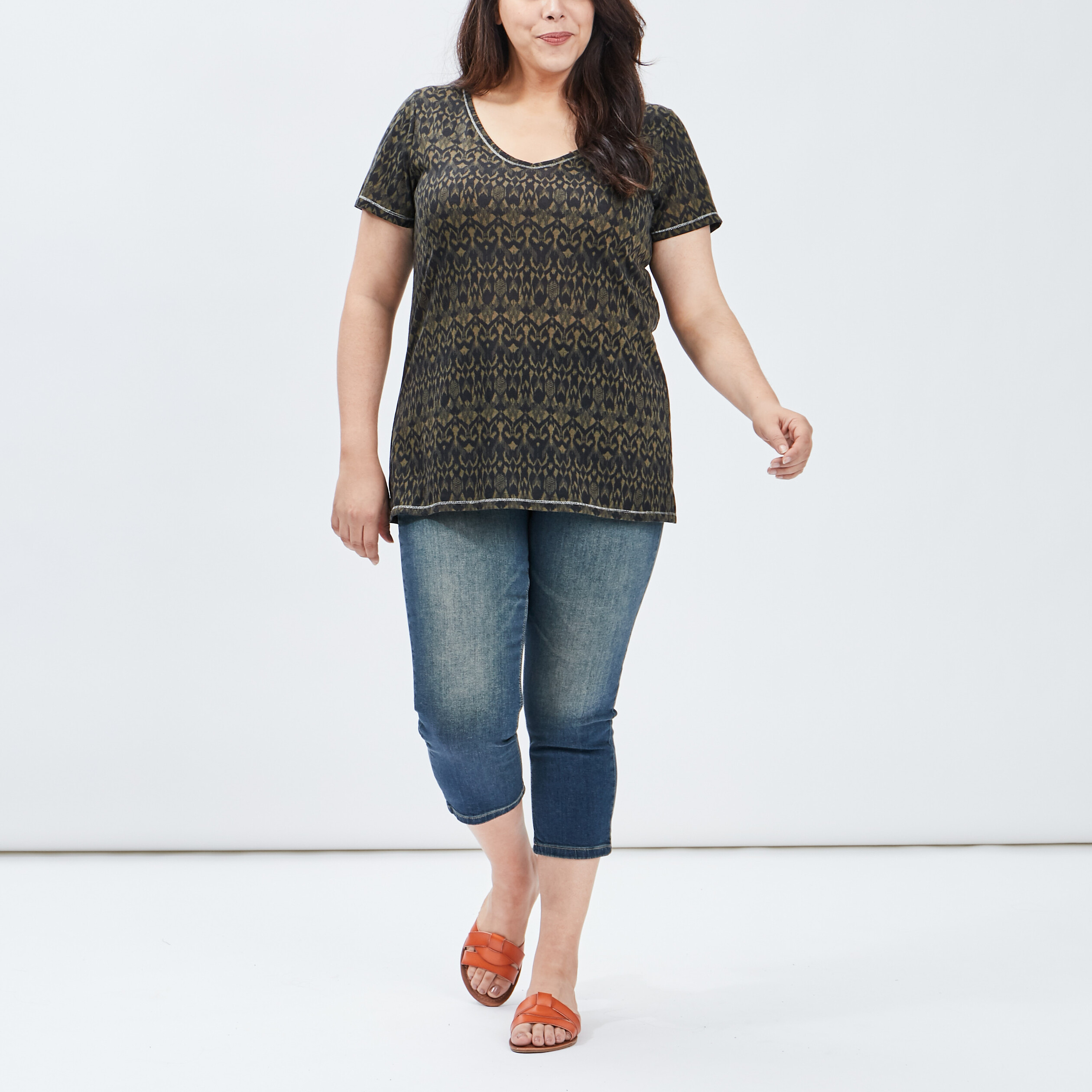 jeans slim 78eme denim stone femmegt Jeans slim 7/8ème denim stone femme grande taille