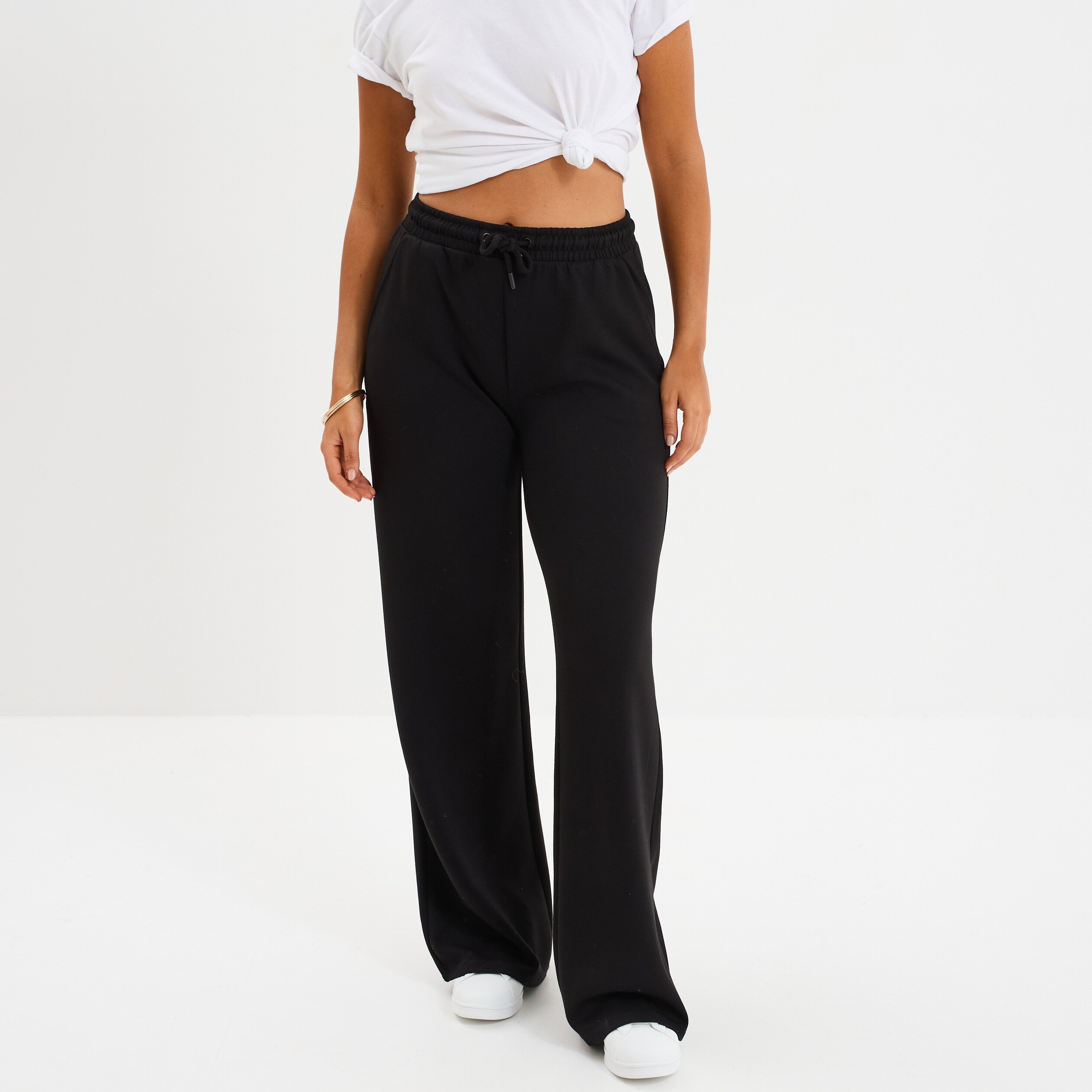 Pantalon de jogging large élastiqué noir femme La Halle