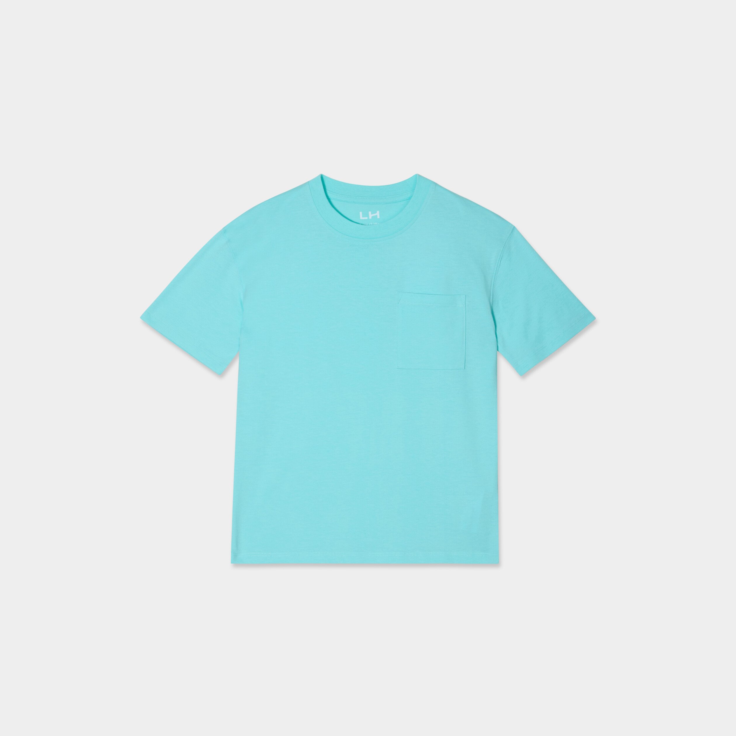 t shirt oversize 1 poche manches courtes bleu turquoise garcon T-shirt oversize 1 poche manches courtes bleu turquoise garçon