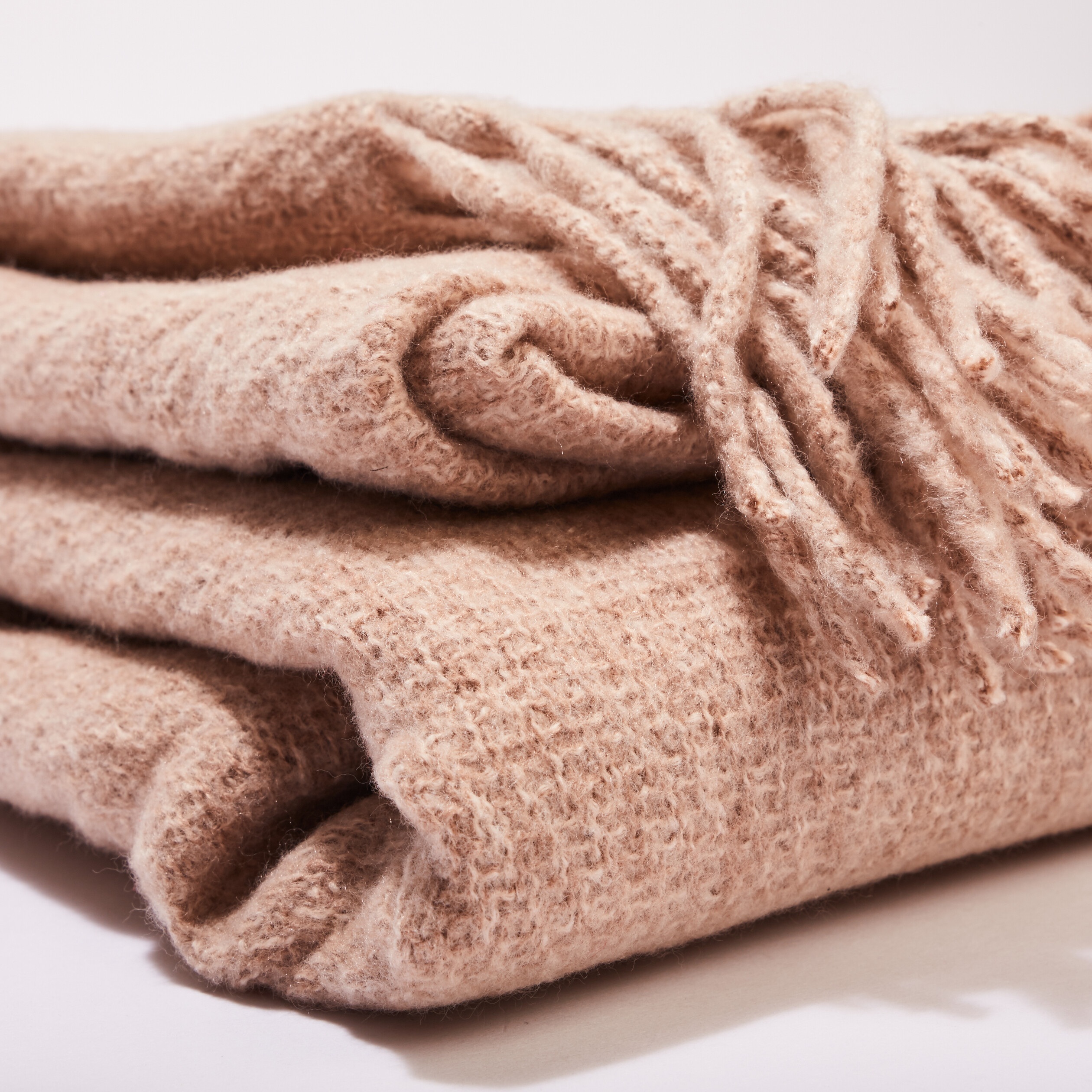 Écharpe unie à franges sable femme