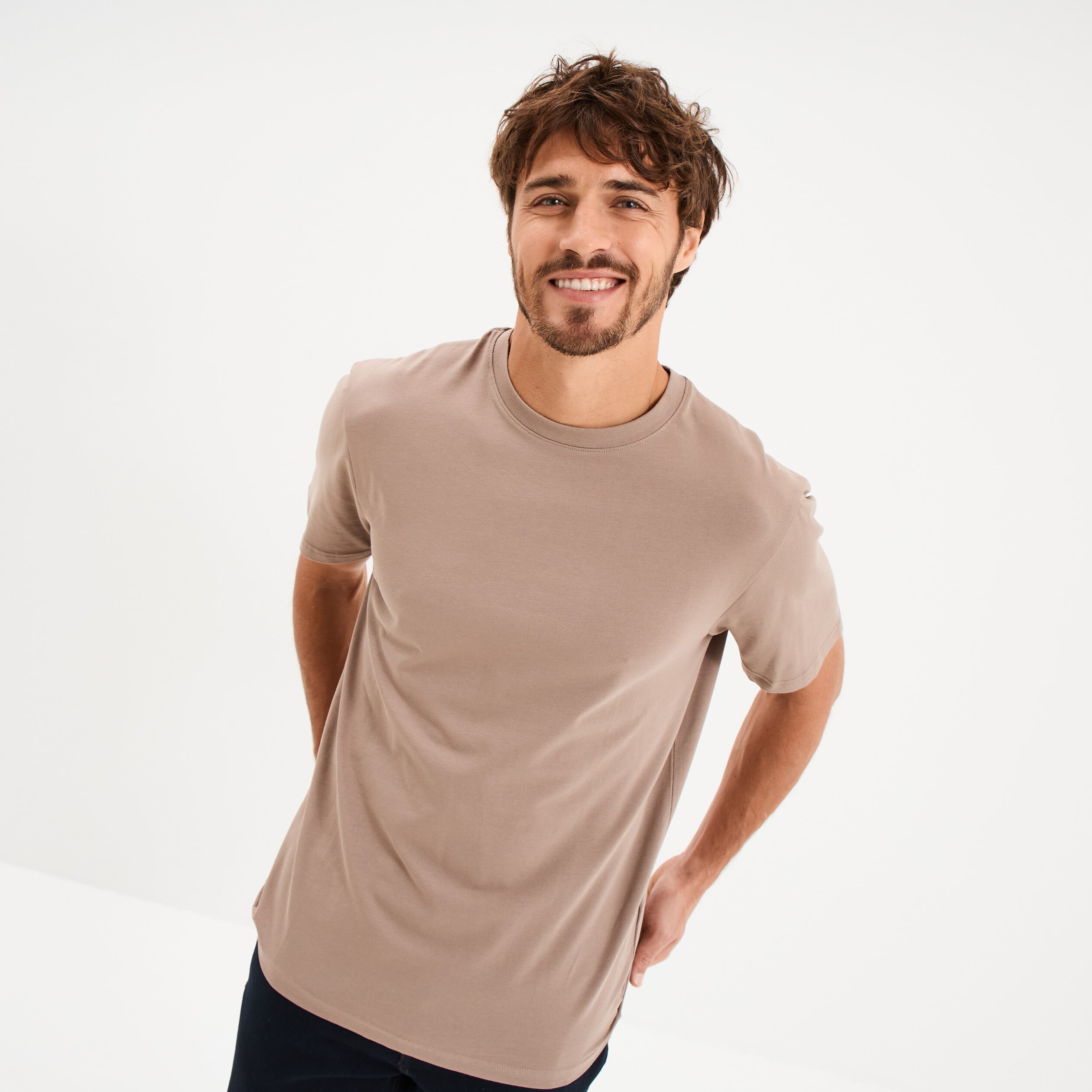 T-shirt slim stretch manches courtes gris homme