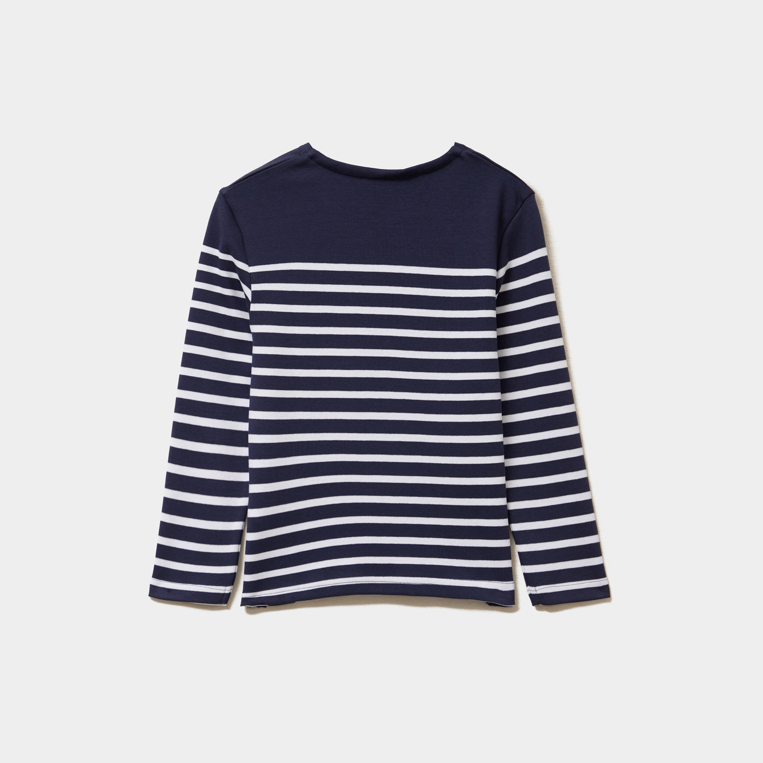 T-shirt marini&egrave;re coton manches longues bleu marine gar&ccedil;on