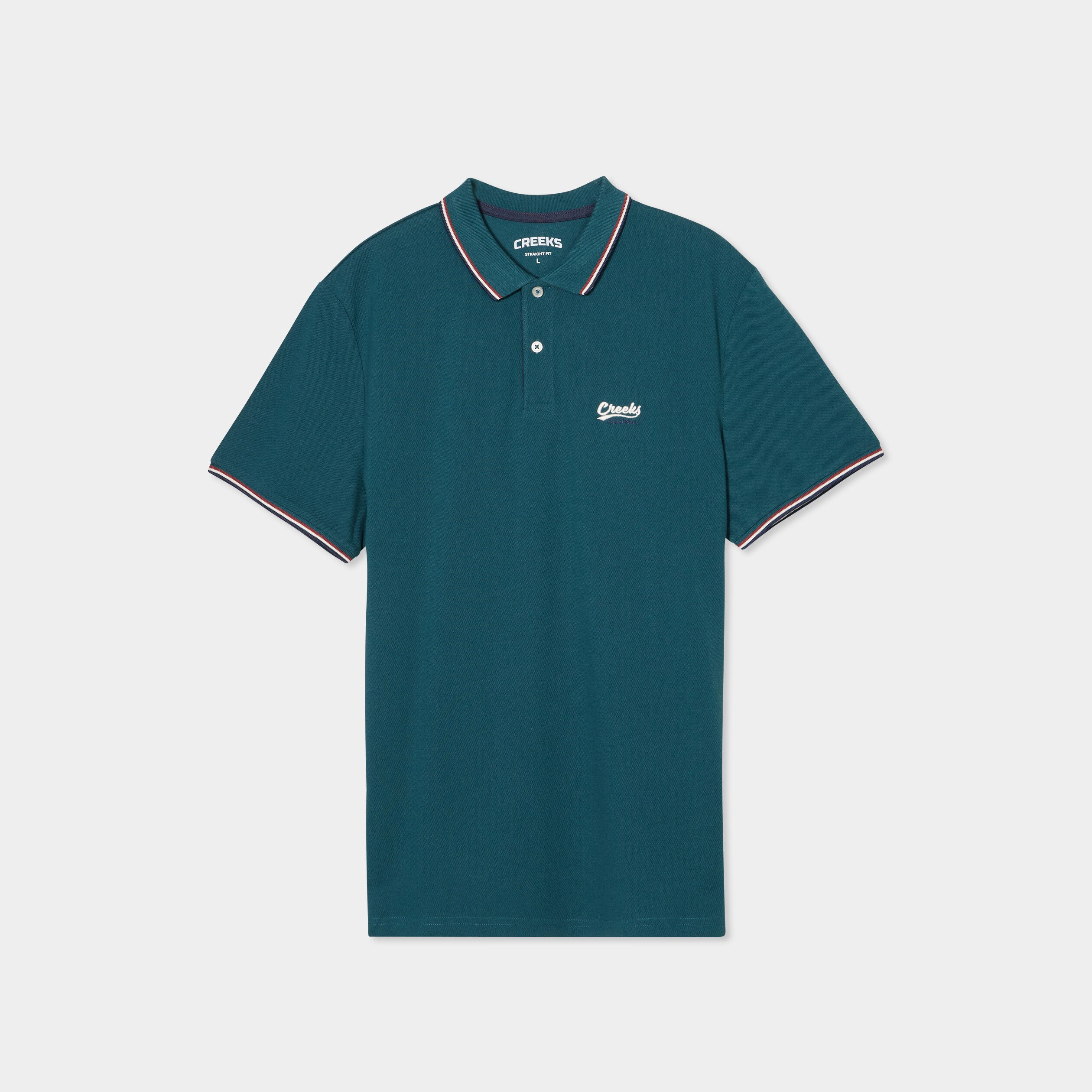 polo avec broderie poitrine coton creeks bleu canard homme Polo avec broderie poitrine coton Creeks bleu canard homme