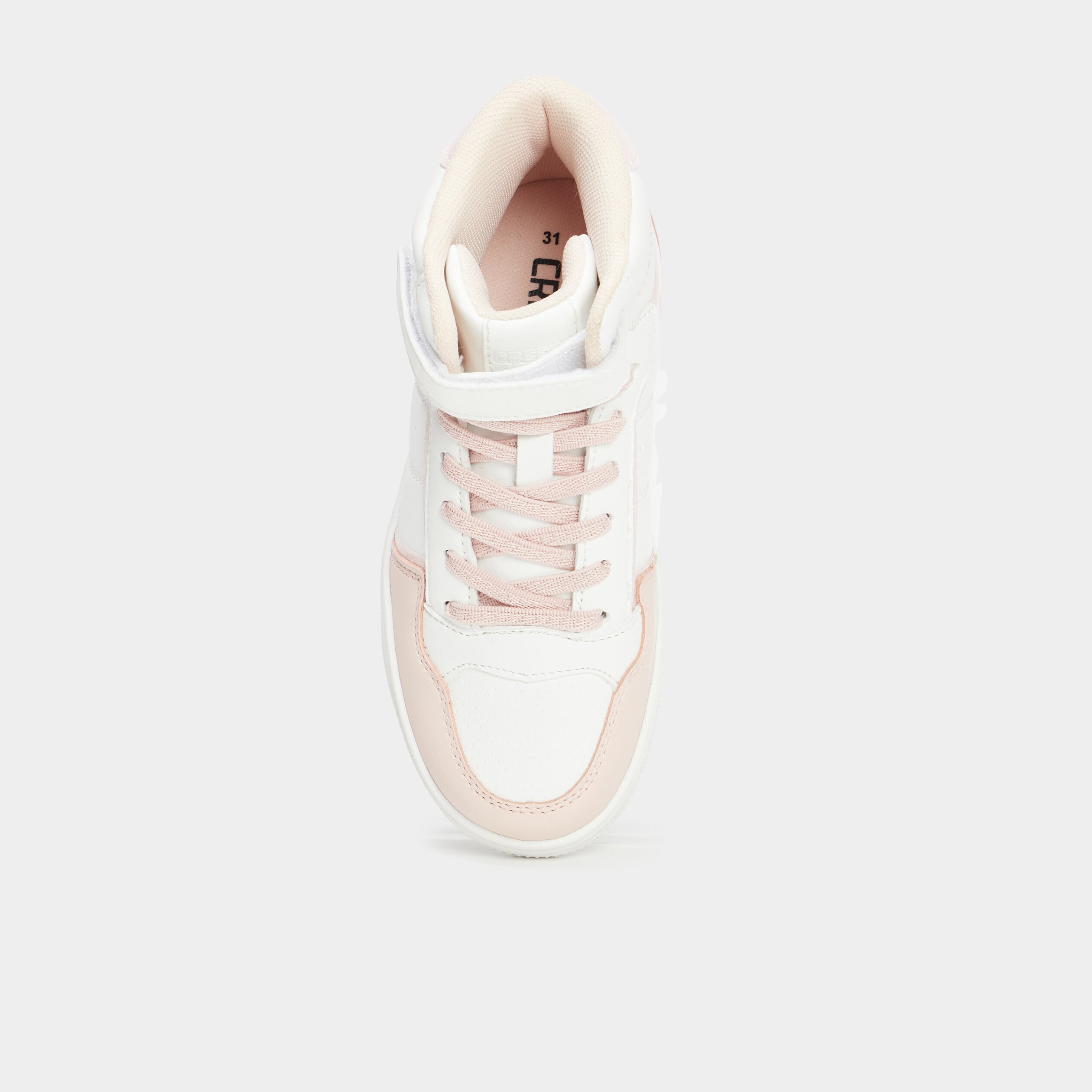 Baskets montantes &agrave; scratchs Iconic rose corail fille