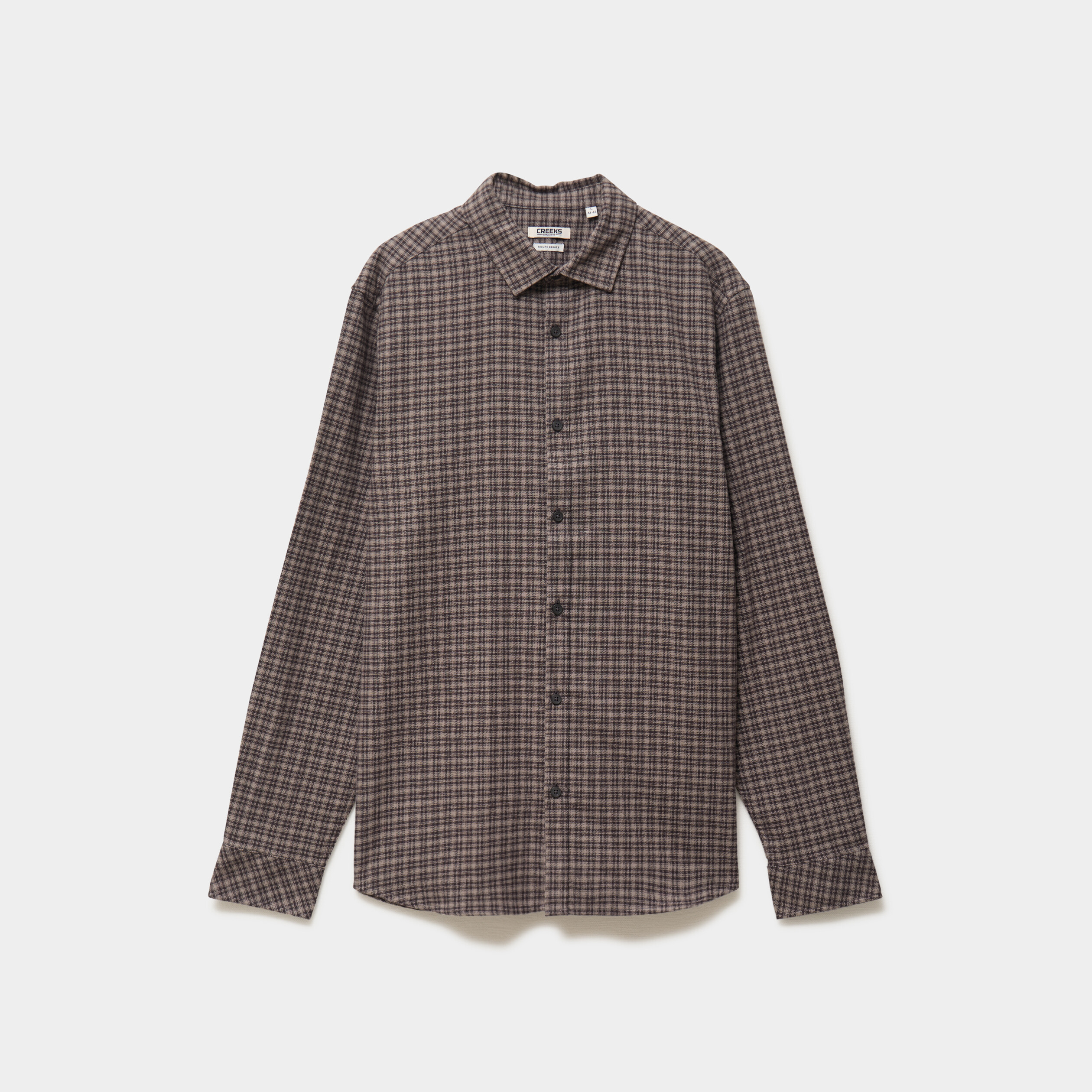 Chemise manches longues coton taupe homme
