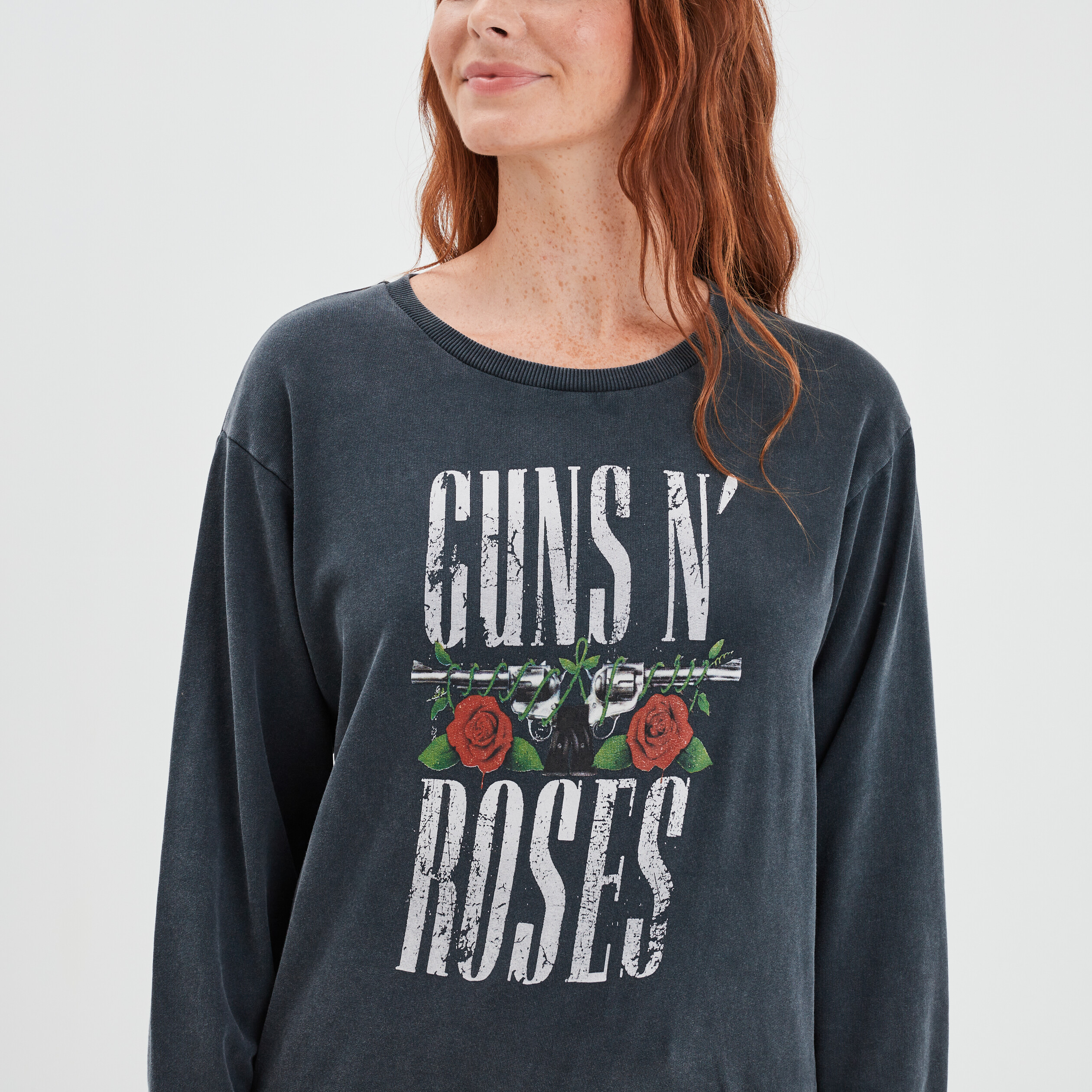 sweat col rond guns n roses noir femme Sweat col rond Guns N' Roses noir femme