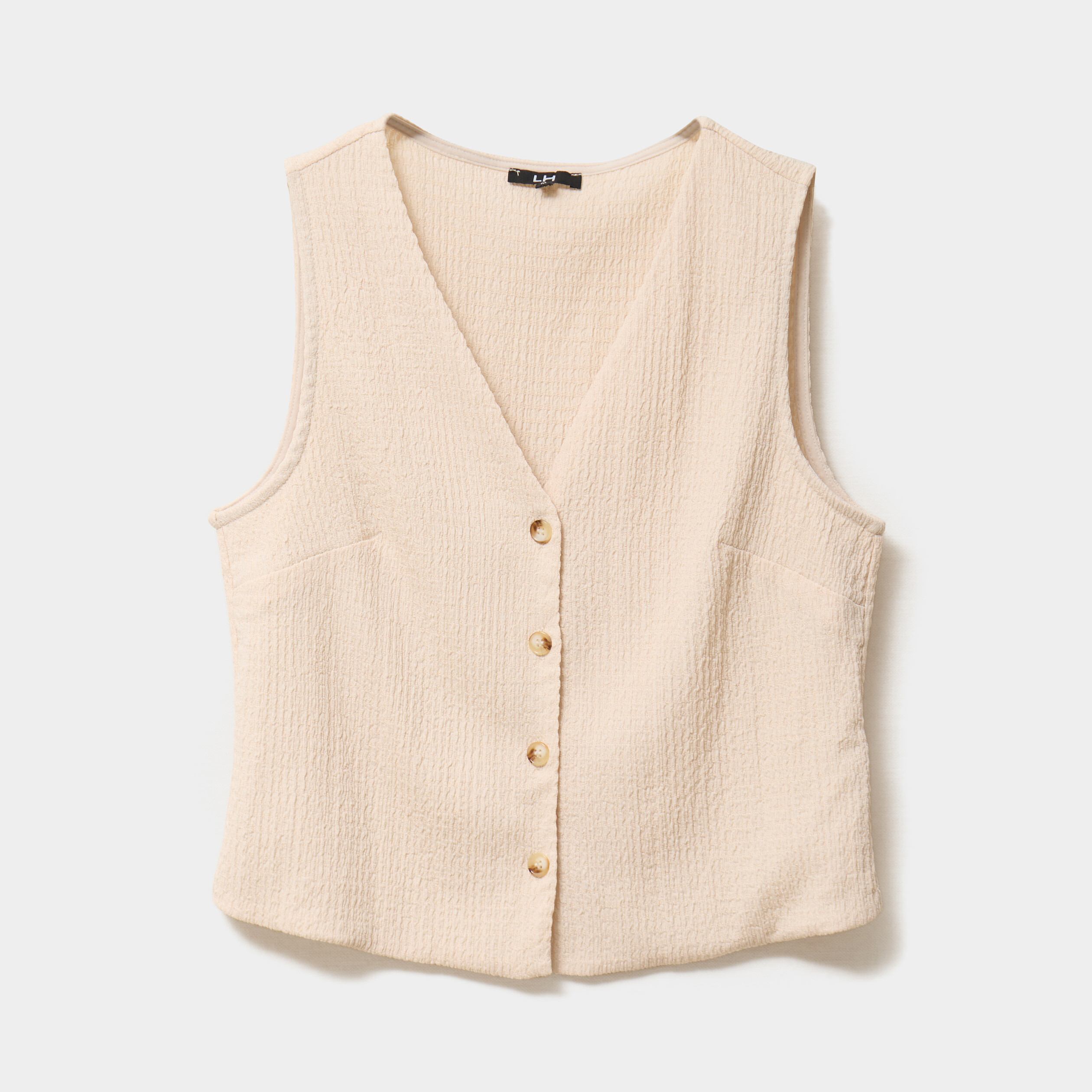 Veston sans manches et col en V sable femme