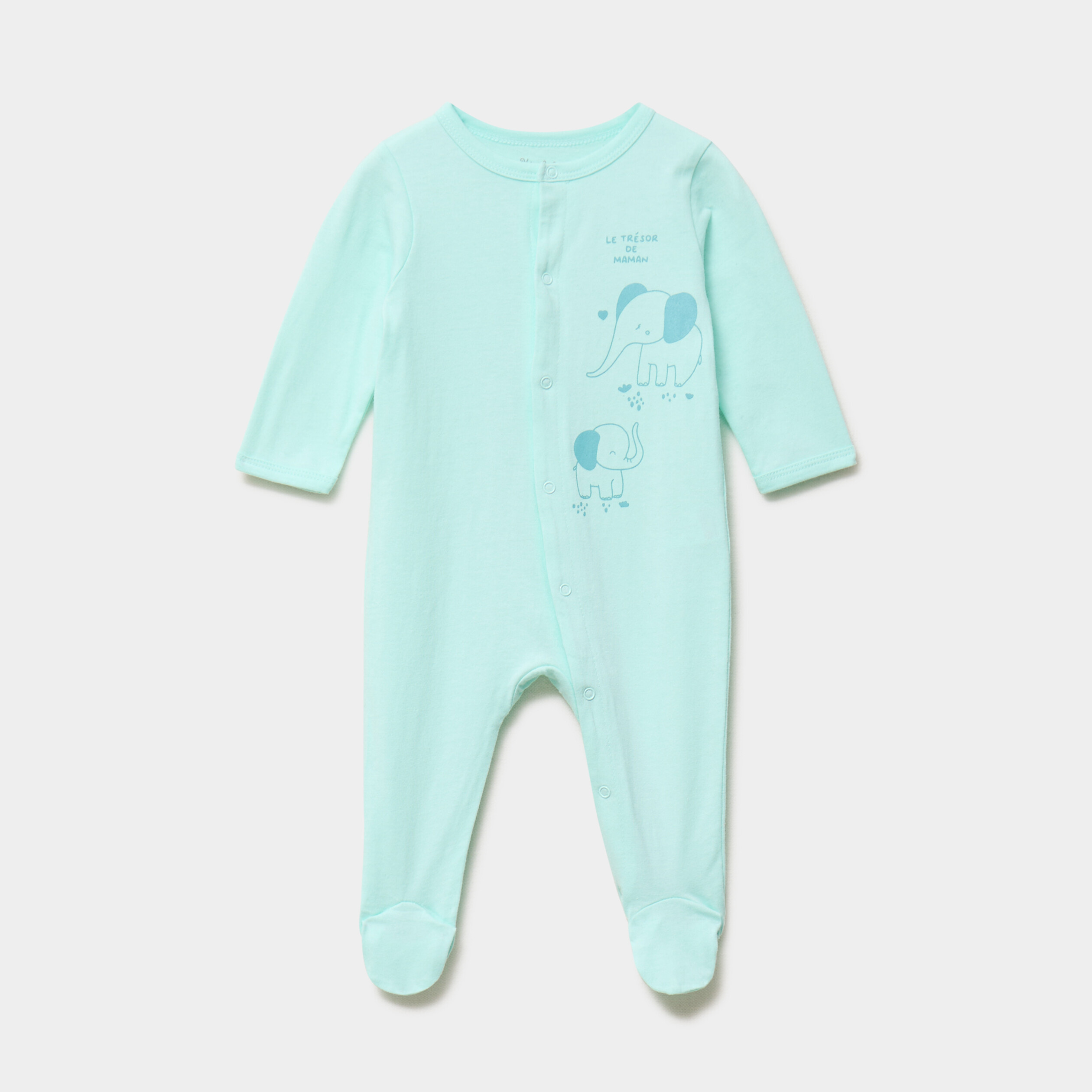 Dors-bien coton velours manches longues vert turquoise b&eacute;b&eacute;