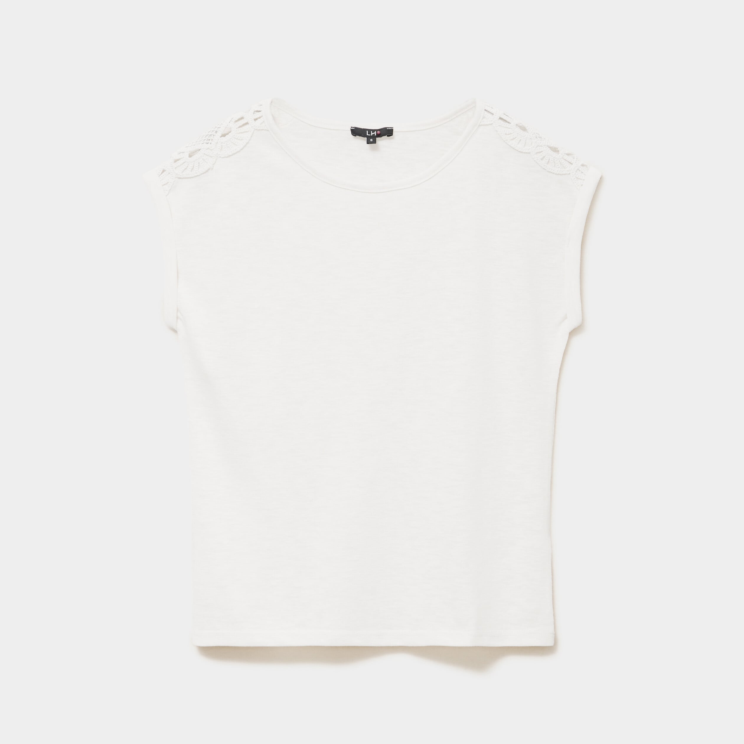 T-shirt avec broderie &eacute;paules ecru femme