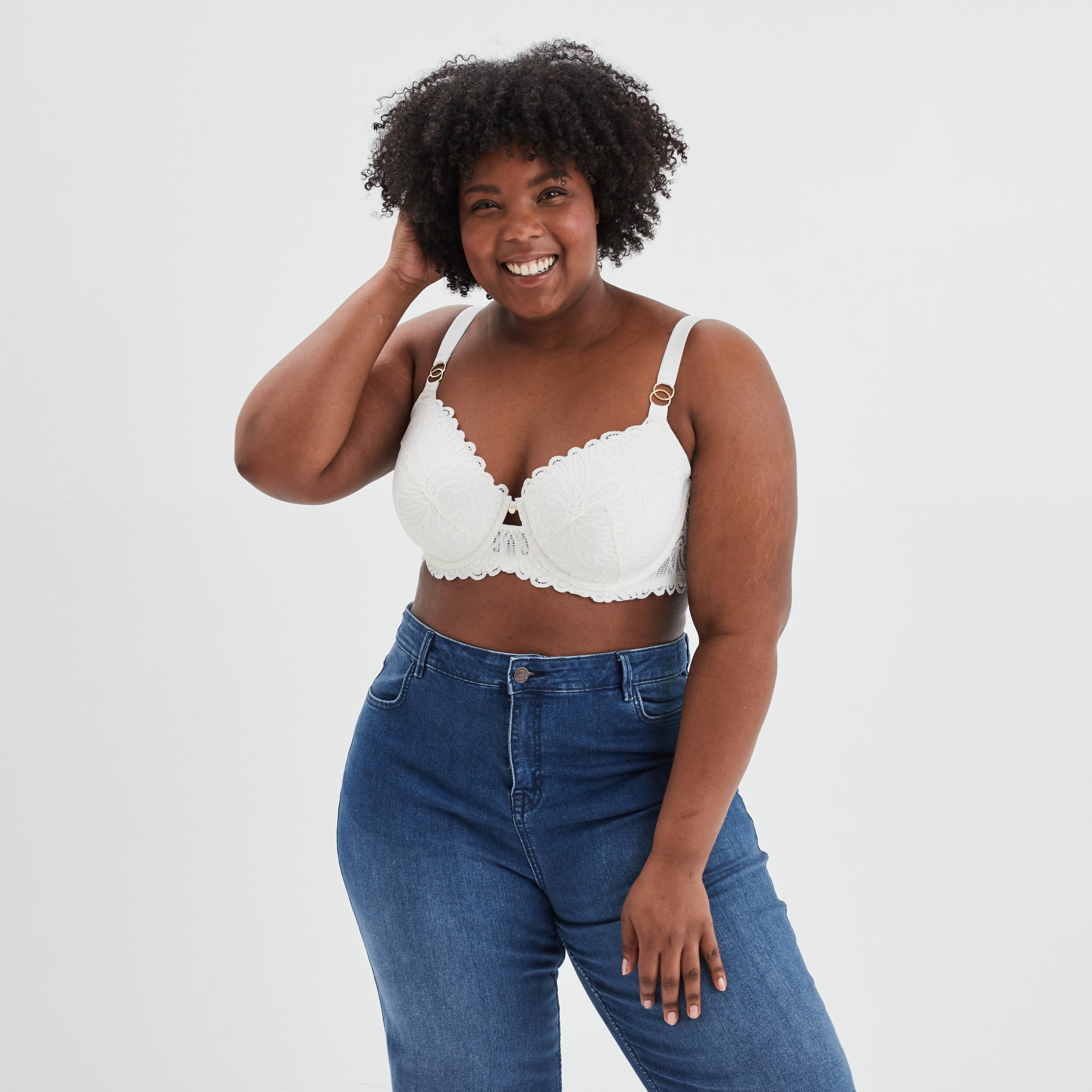 Soutien-gorge embo&icirc;tant dentelle blanc femme grande taille