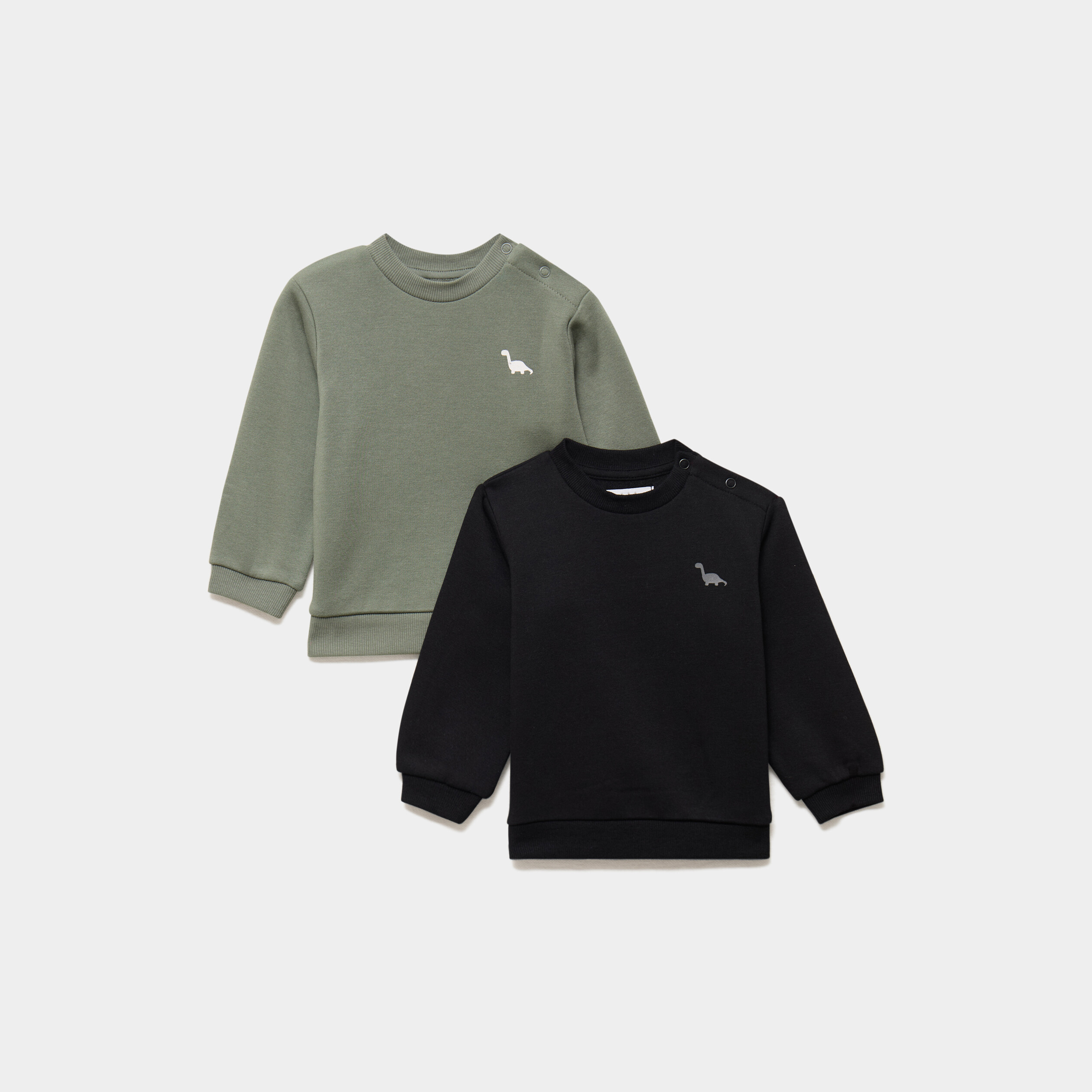 Lot 2 sweats manches longues vert kaki b&eacute;b&eacute; gar&ccedil;on
