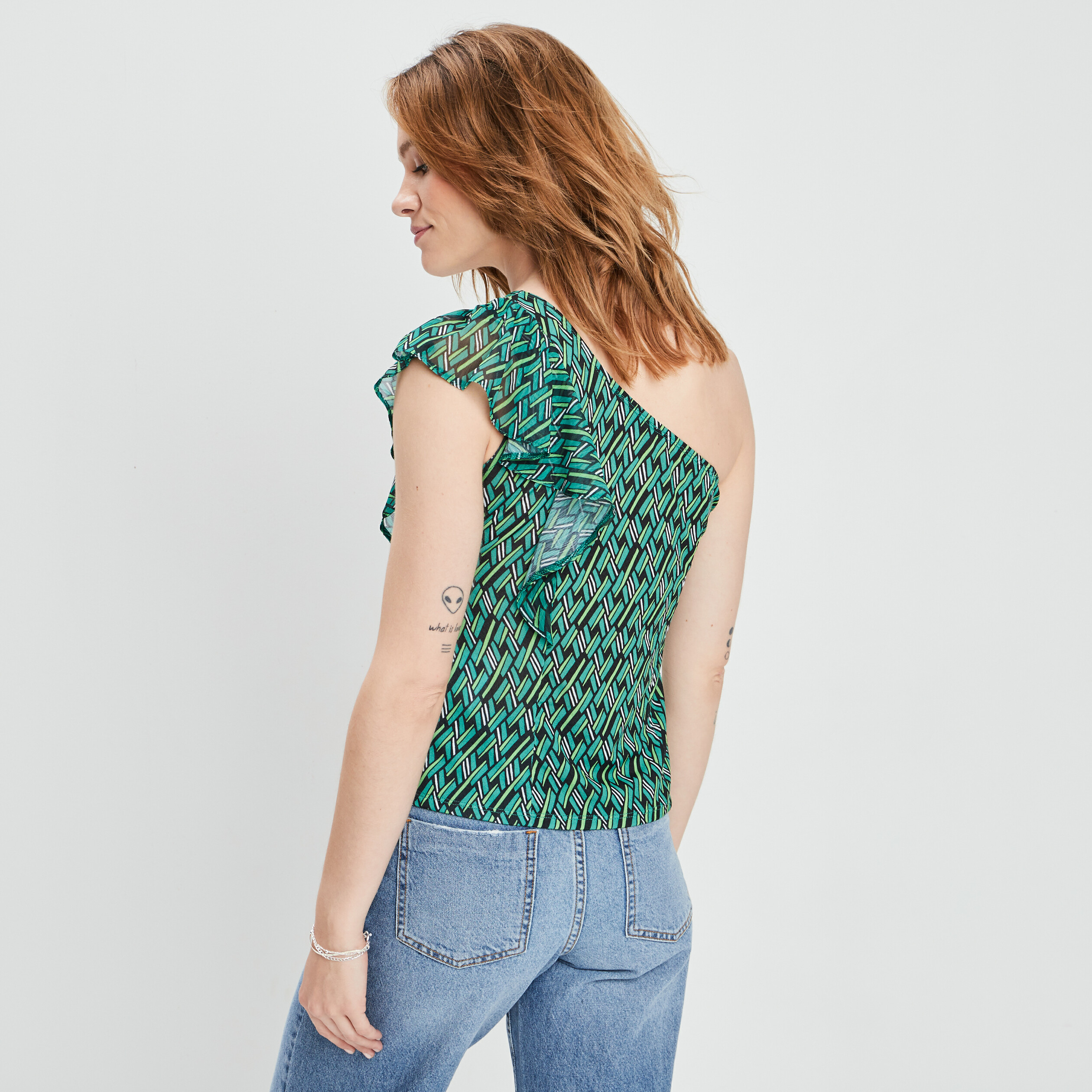 Blouse asymétrique vert femme