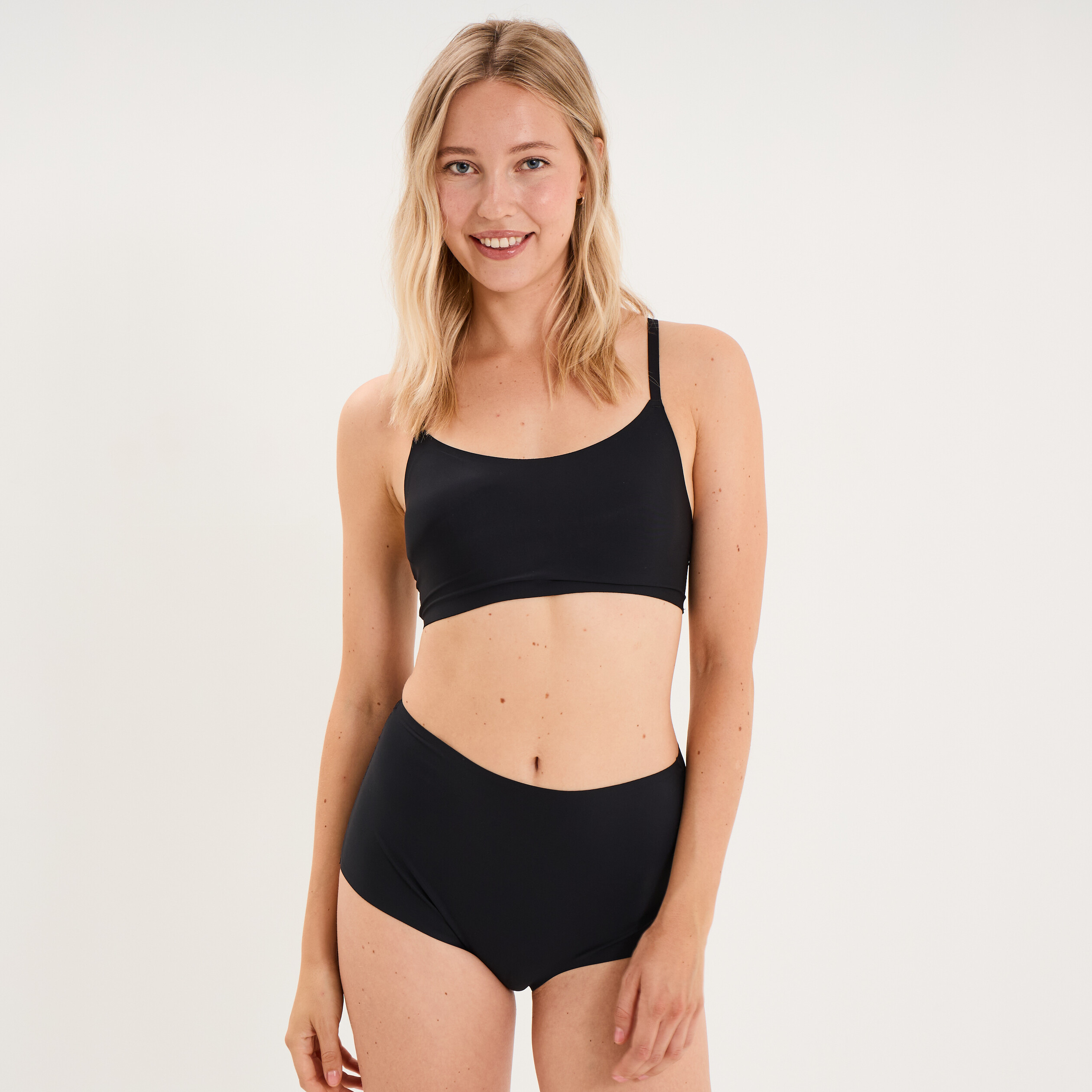 Culotte taille haute taille &eacute;lastiqu&eacute;e noir femme