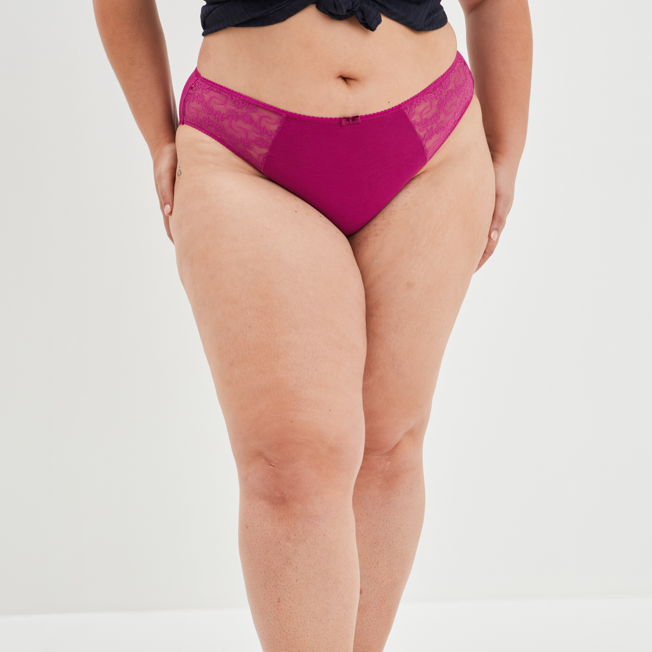 culotte empiecements dentelle violet femmegt Culotte empiècements dentelle violet femme grande taille