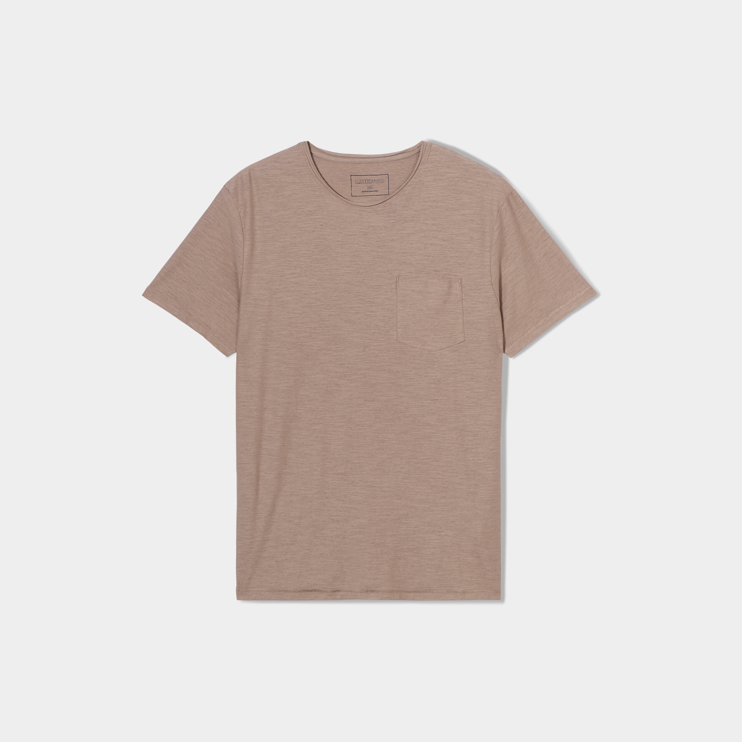 t shirt coton col rond 1 poche liberto taupe homme T-shirt coton col rond 1 poche Liberto taupe homme