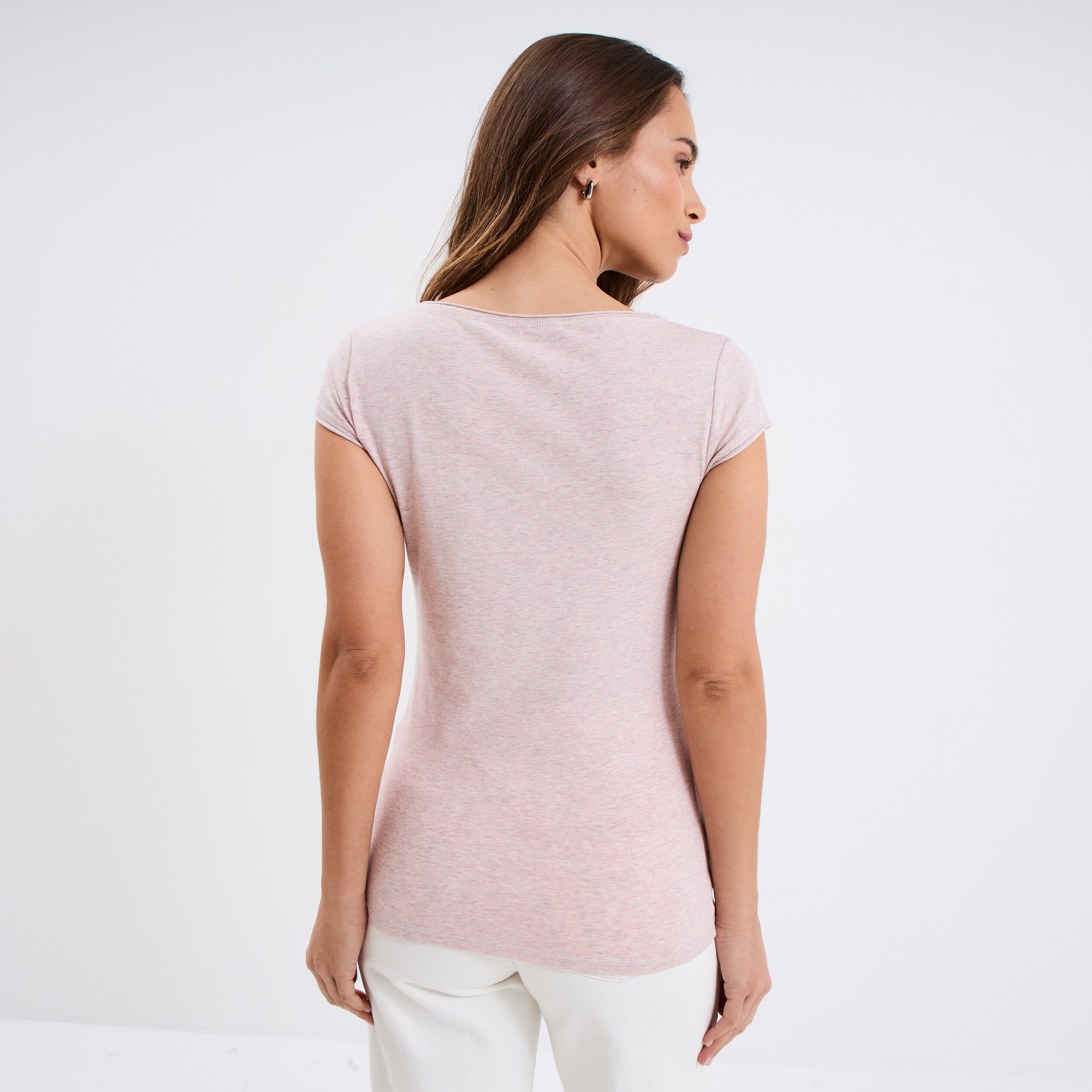 t shirt manches courtes rose clair femme T-shirt manches courtes rose clair femme