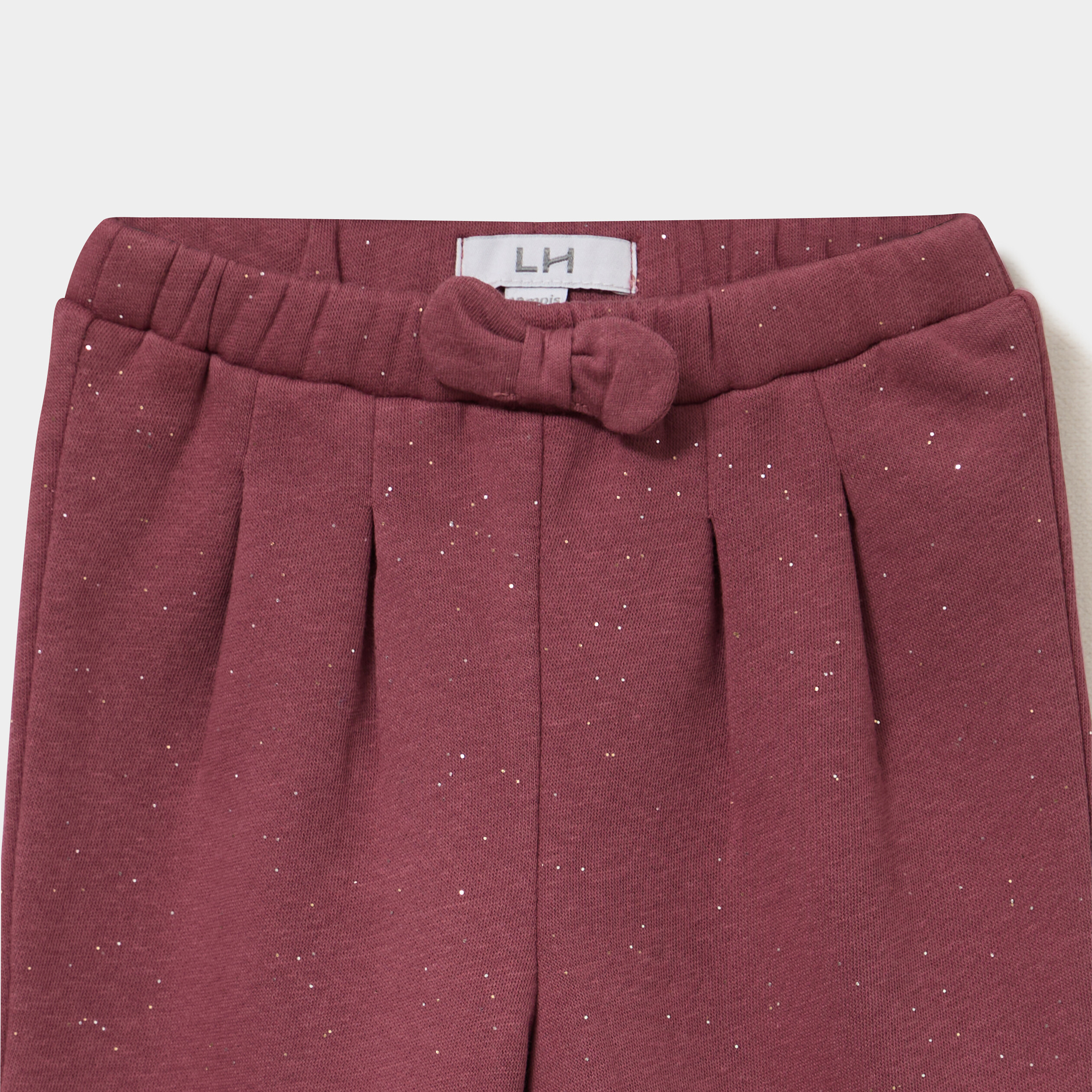 Pantalon jogging molleton &agrave; noeud bordeaux b&eacute;b&eacute; fille