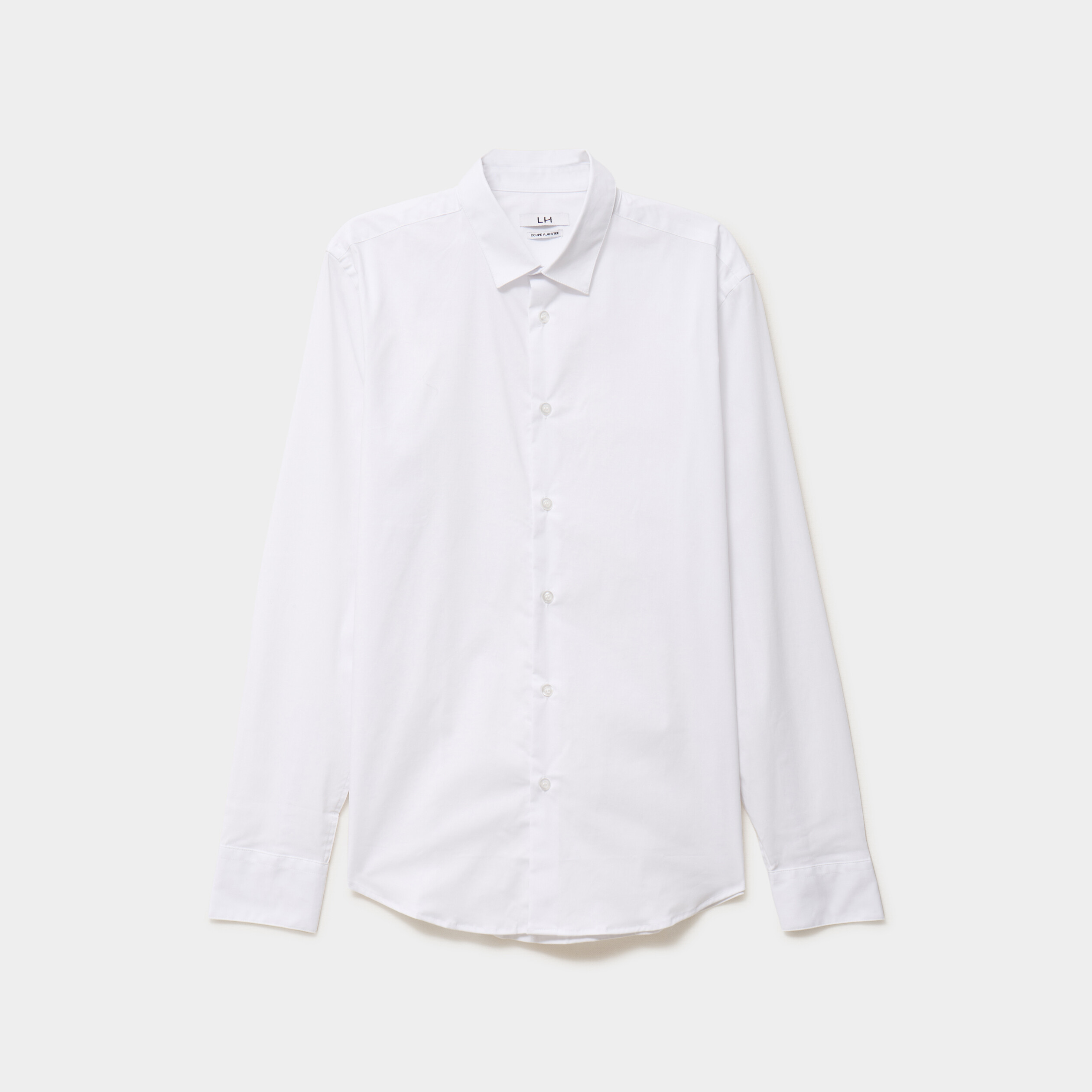 Chemise stretch manches longues blanc homme