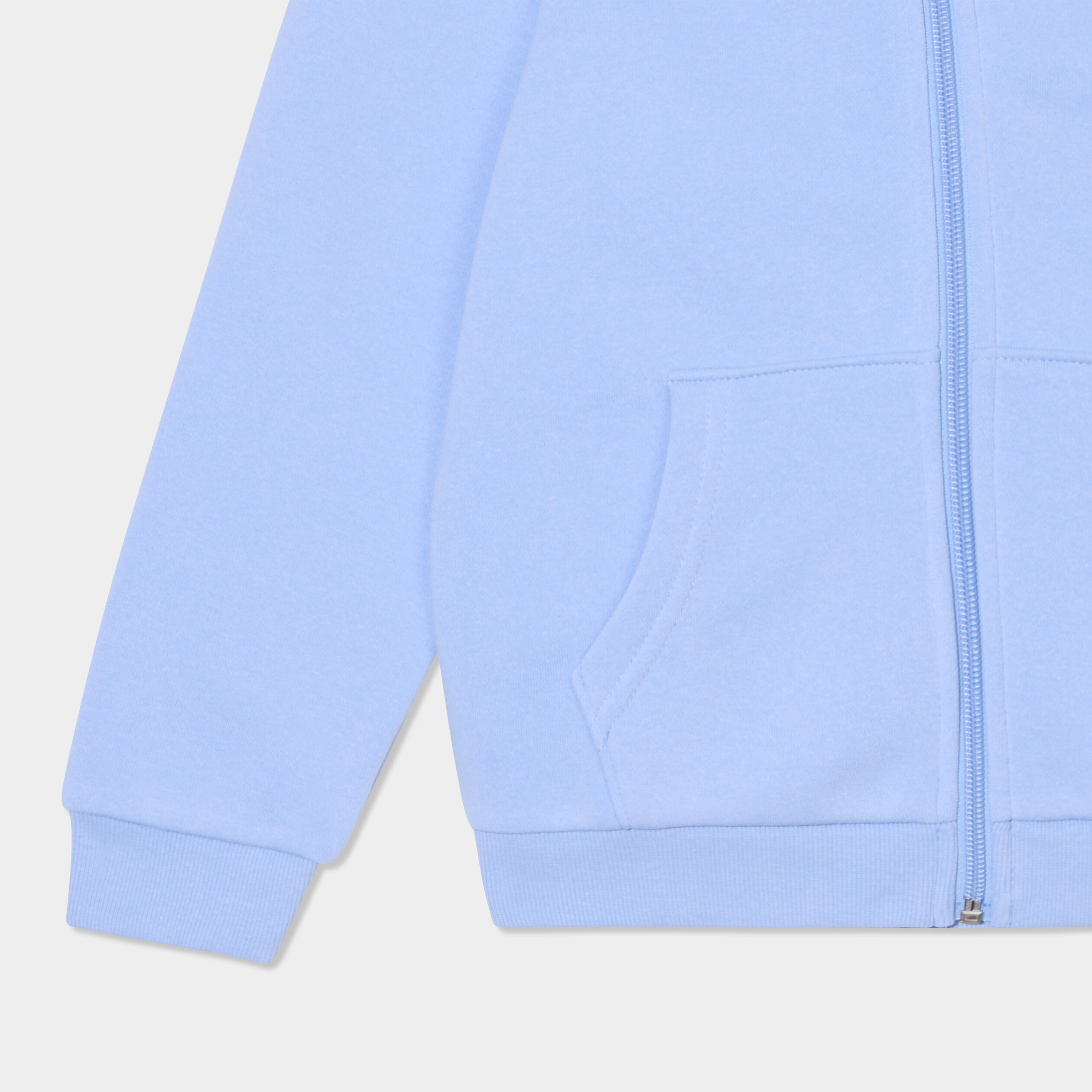 Sweat zipp&eacute; &agrave; capuche droit molleton bleu clair fille