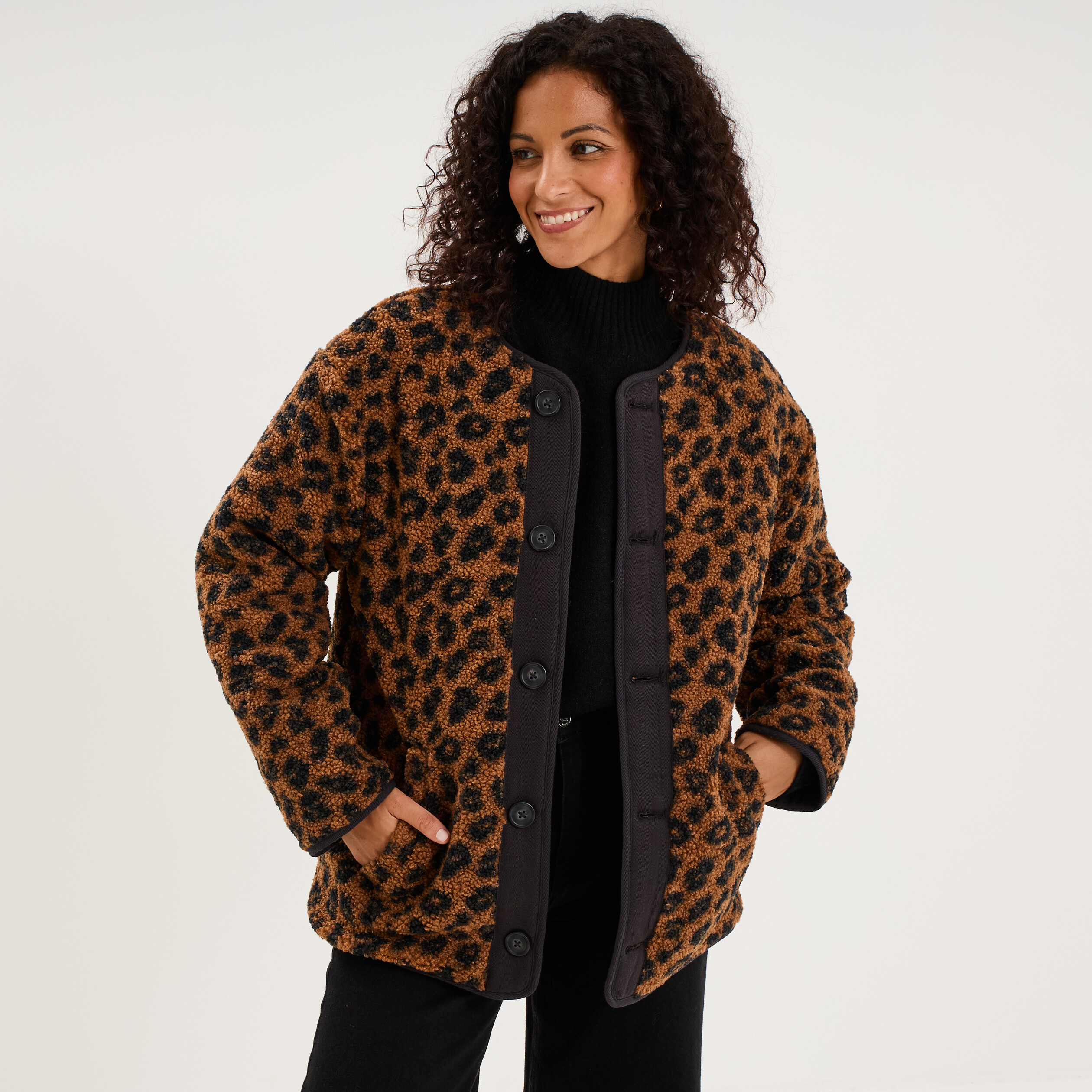 Veste r&eacute;versible matelass&eacute;e et polaire noir femme