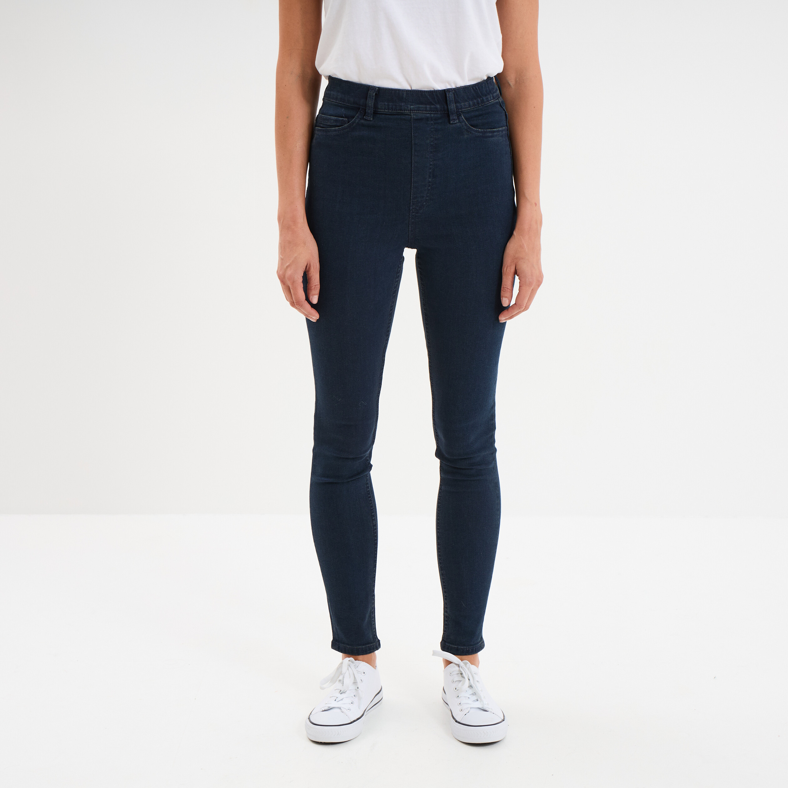Jegging skinny taille haute denim blue black femme