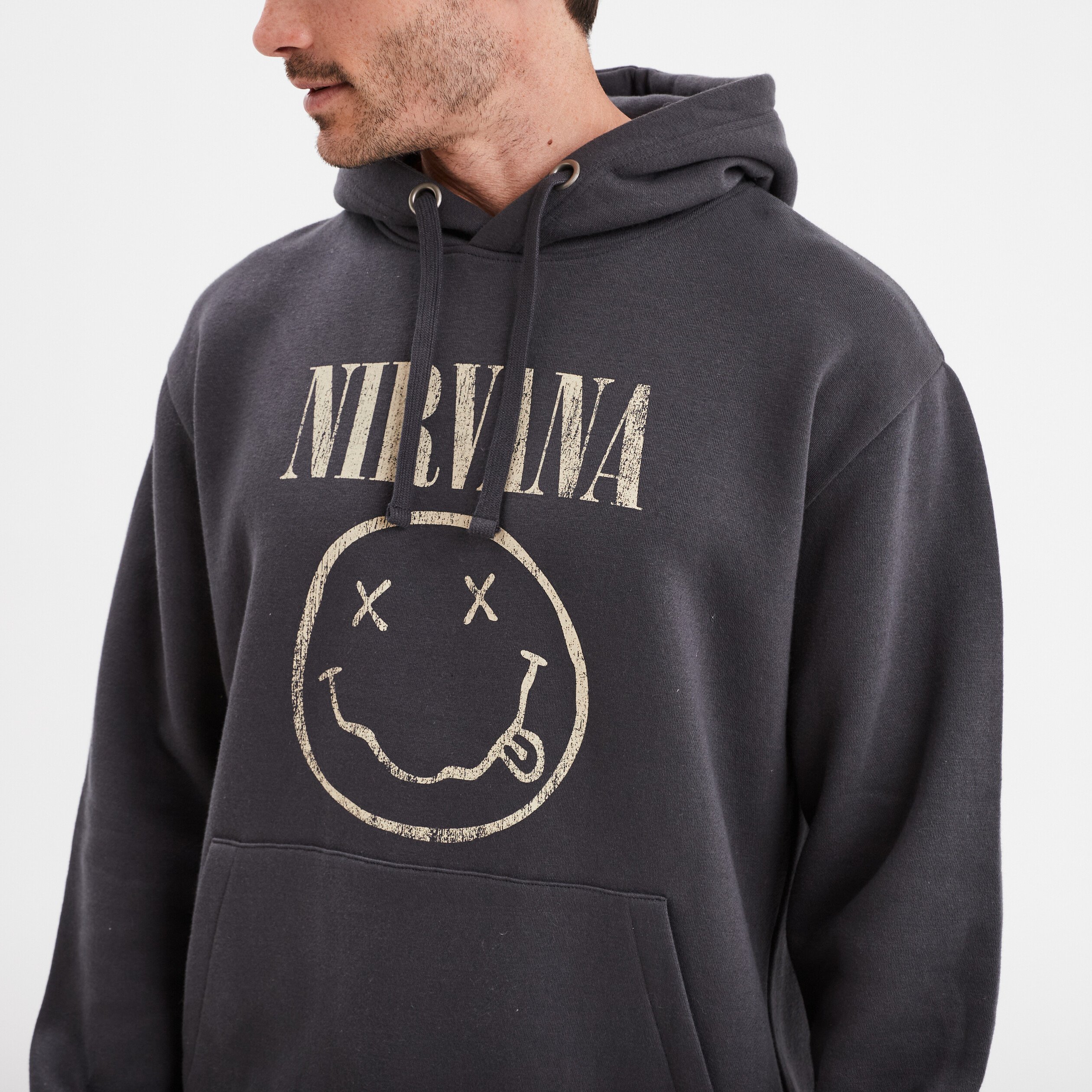 Sweat a capuche hoodie coton Nirvana noir homme