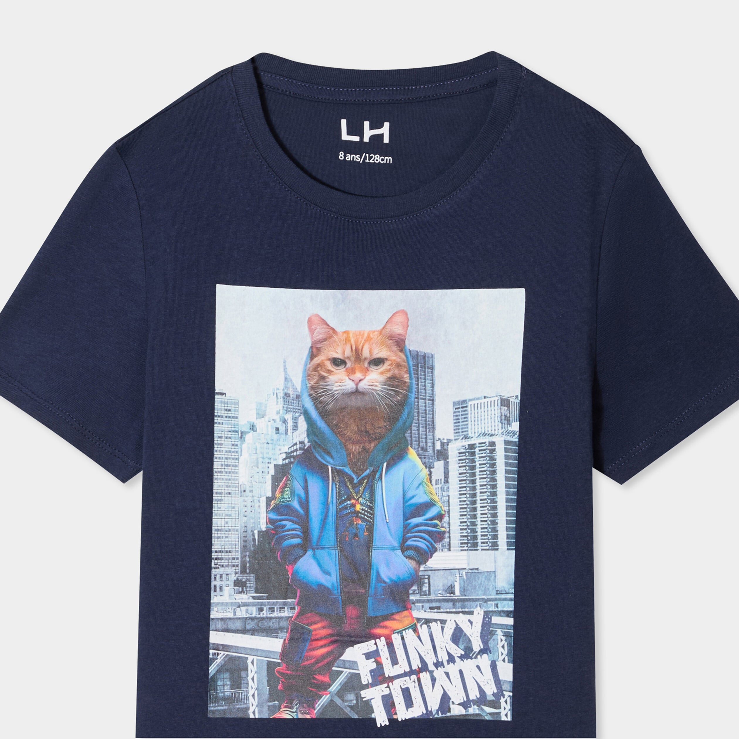 T-shirt col rond manches courtes coton bleu marine gar&ccedil;on