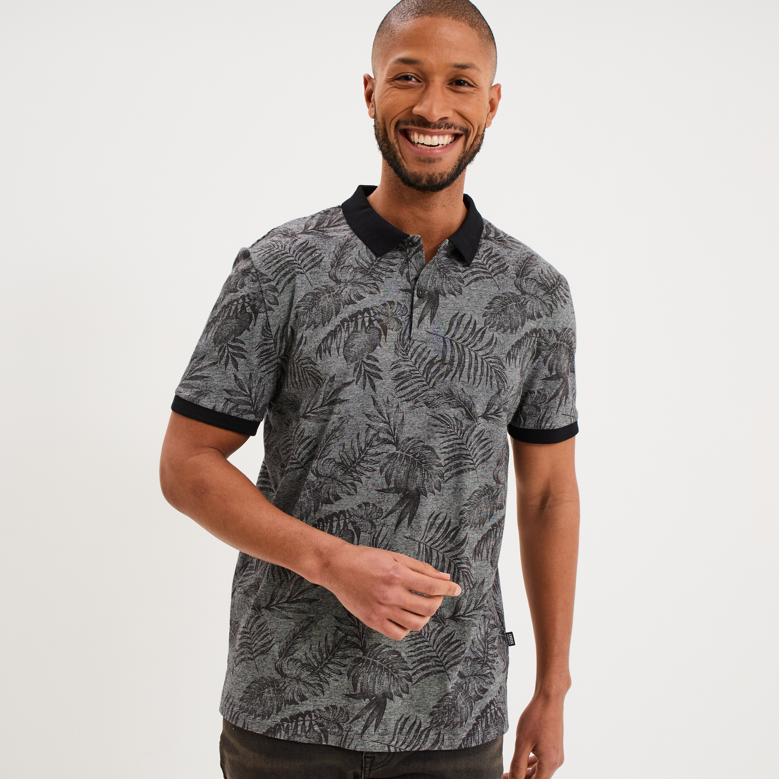 Polo jersey droit manches courtes coton noir homme
