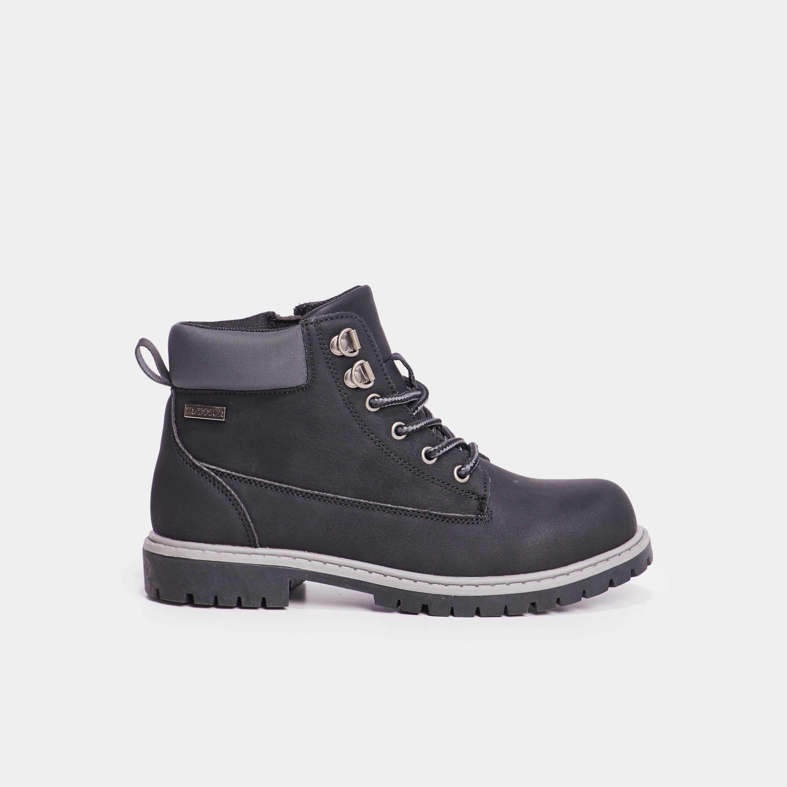 Boots crant&eacute;es zipp&eacute;es Trappeur noir gar&ccedil;on