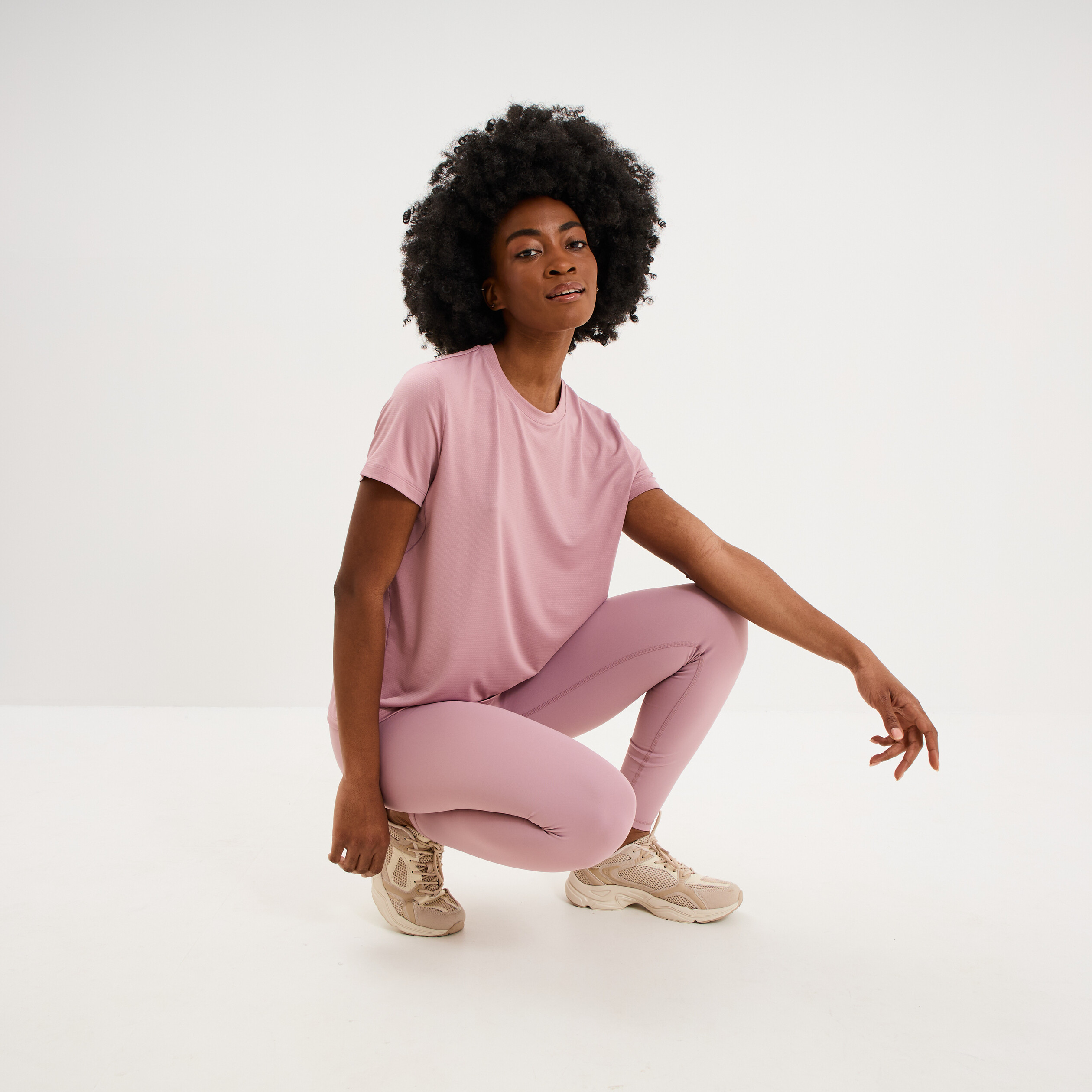 T-shirt de sport droit manches courtes mauve femme