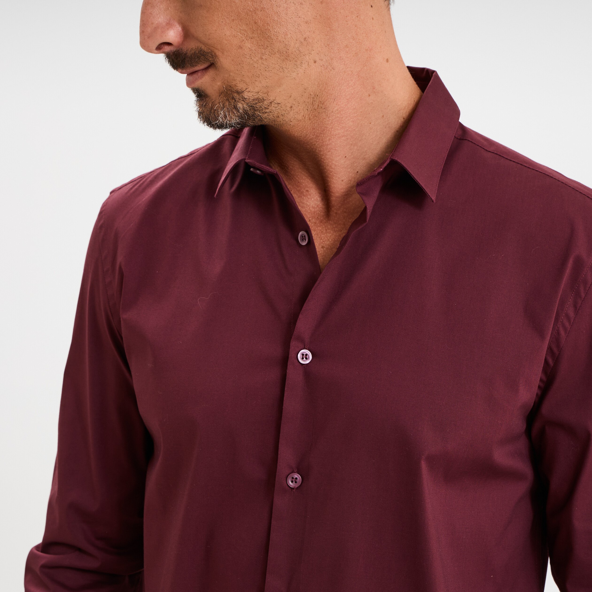 chemise stretch manches longues violet fonce homme Chemise stretch manches longues violet foncé homme
