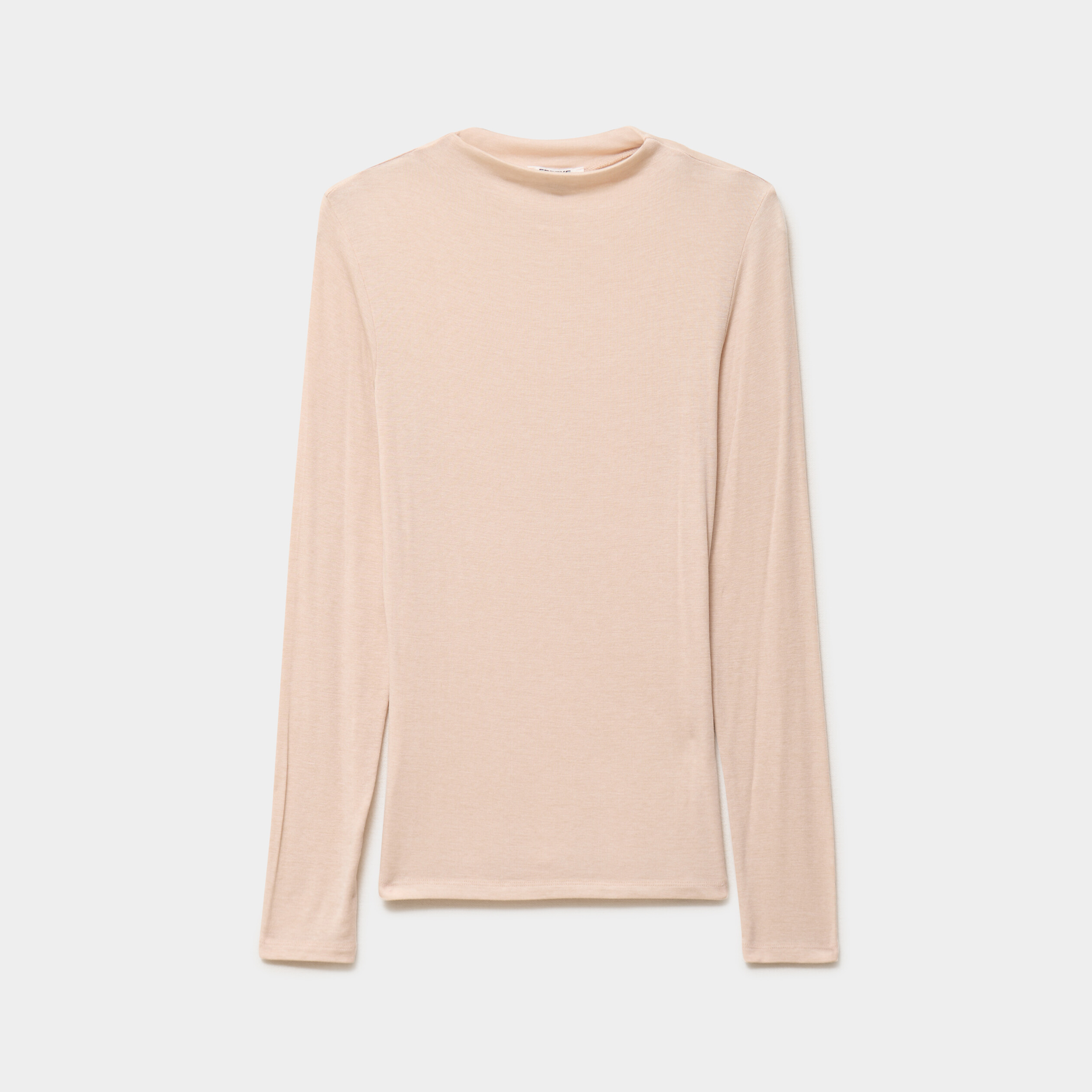 T-shirt cintr&eacute; col montant lyocell beige femme