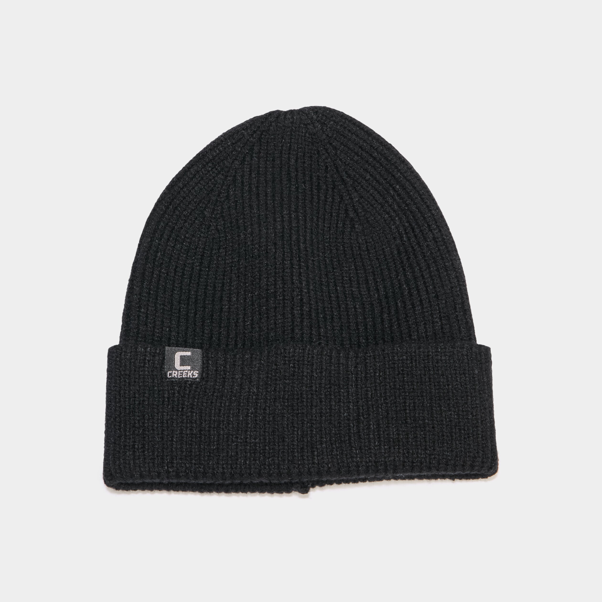 Bonnet avec bord &agrave; revers tricot&eacute; noir homme