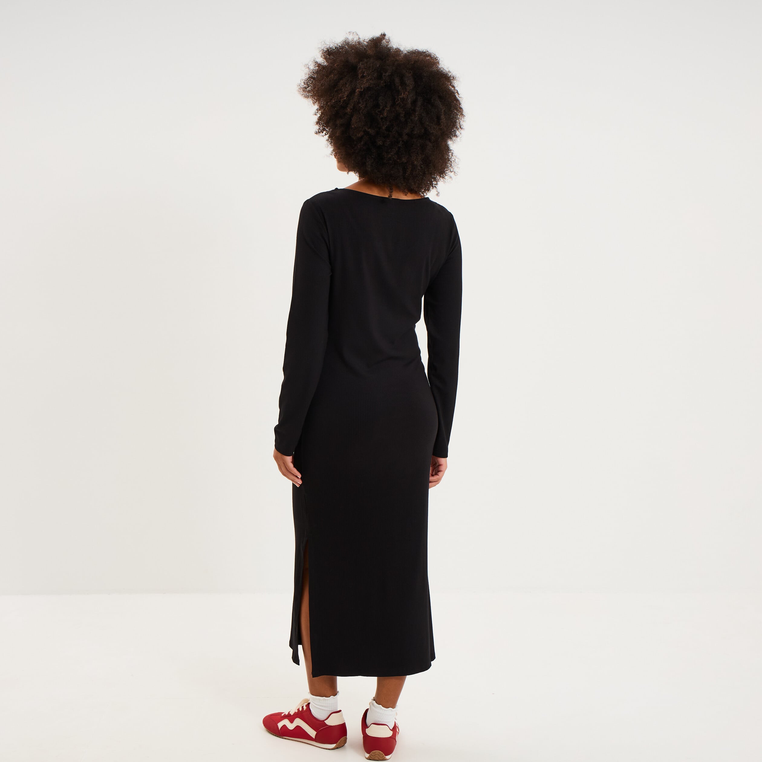 Robe longue c&ocirc;tel&eacute;e grossesse noir femme maternit&eacute;