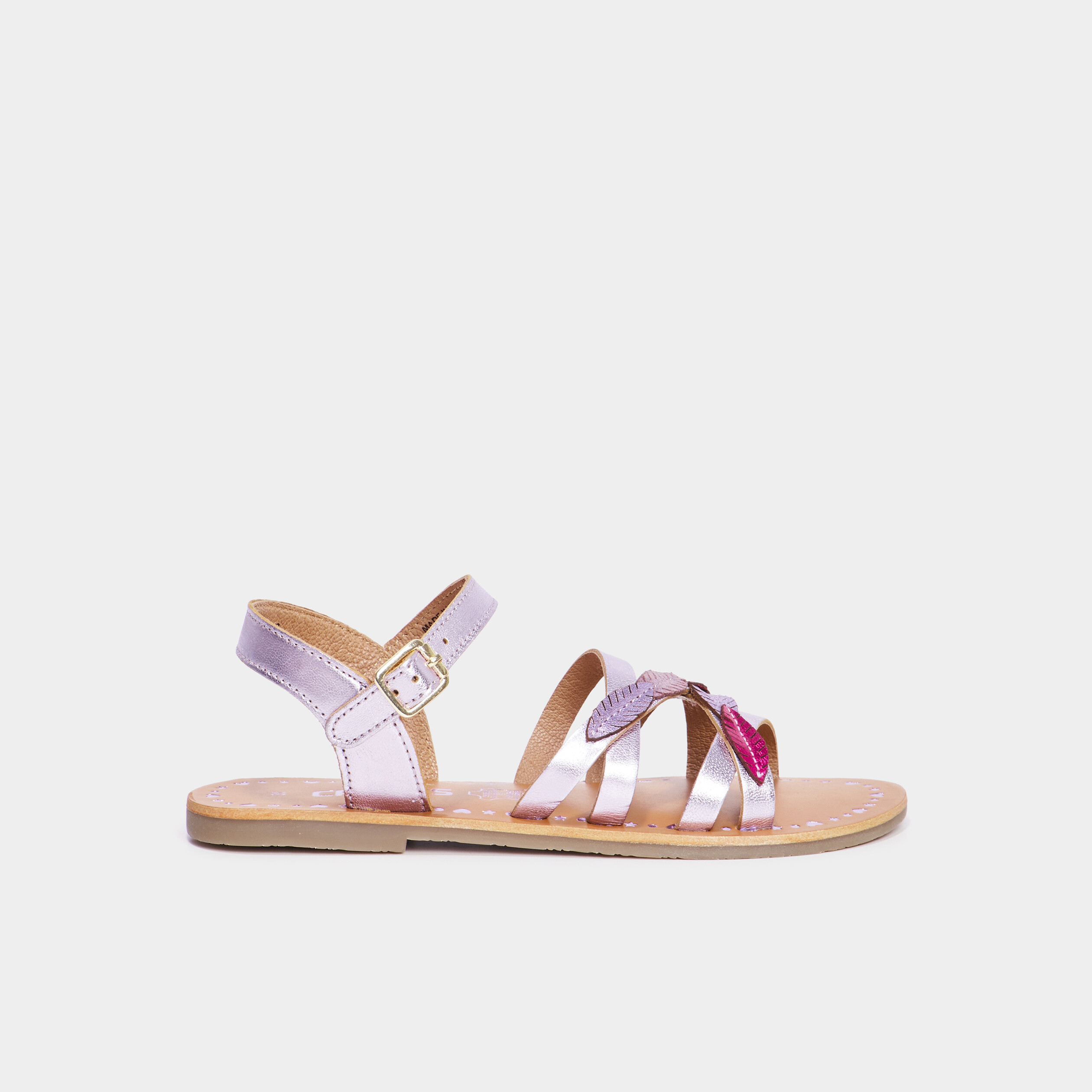 Sandales en cuir avec bride d'attache parme fille