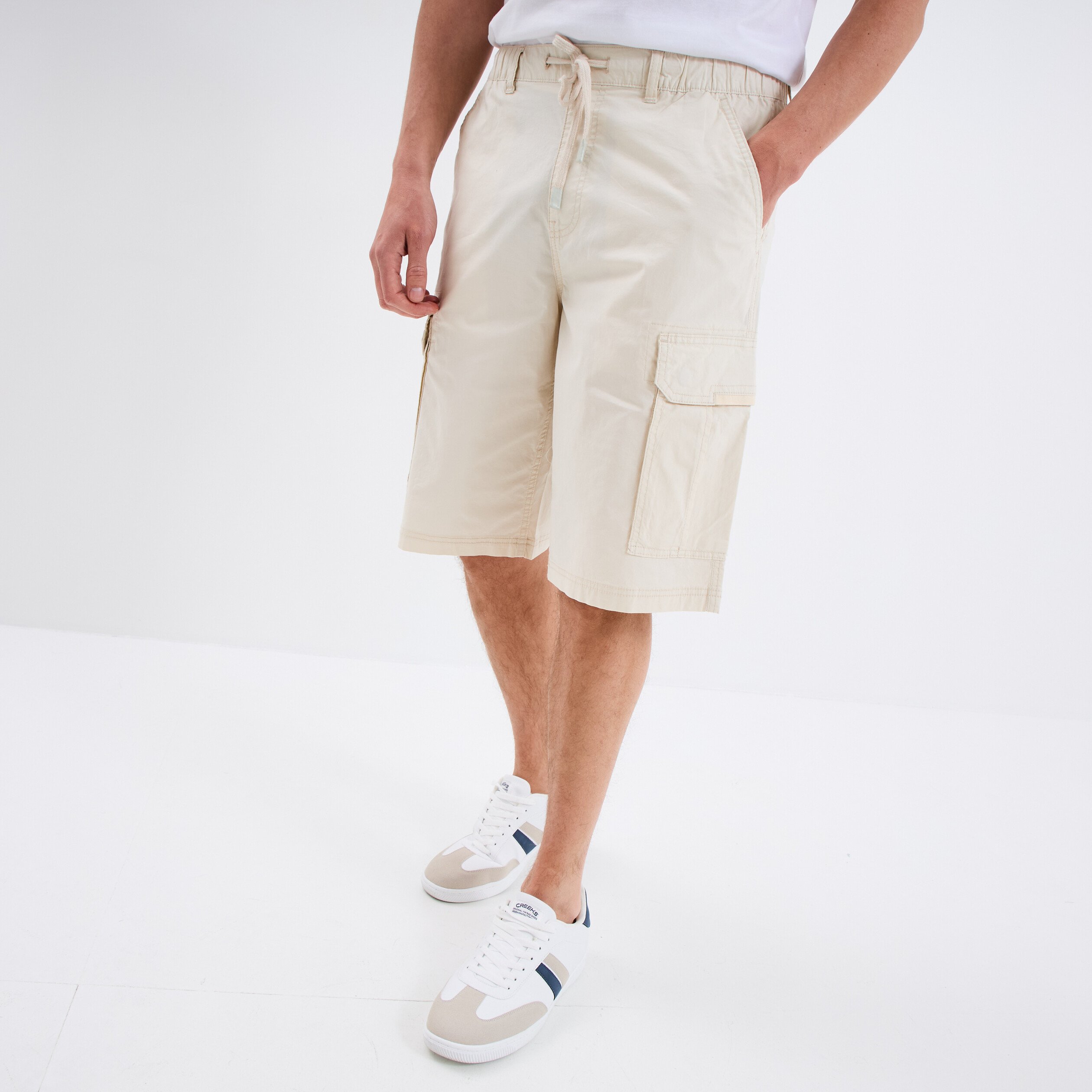 bermuda cargo droit coton majoritaire beige homme Bermuda cargo droit coton majoritaire beige homme