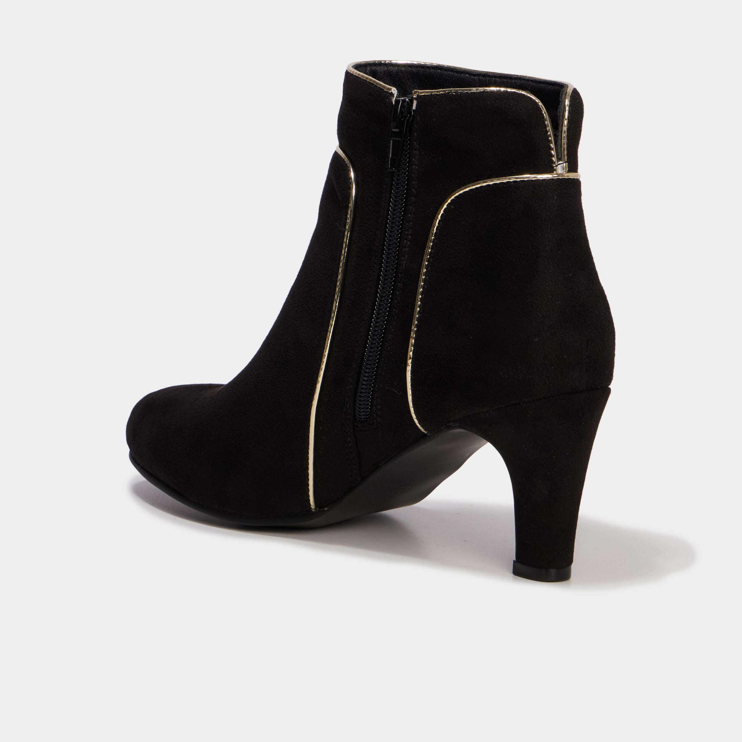 Bottines effet su&eacute;dine &agrave; talons noir femme