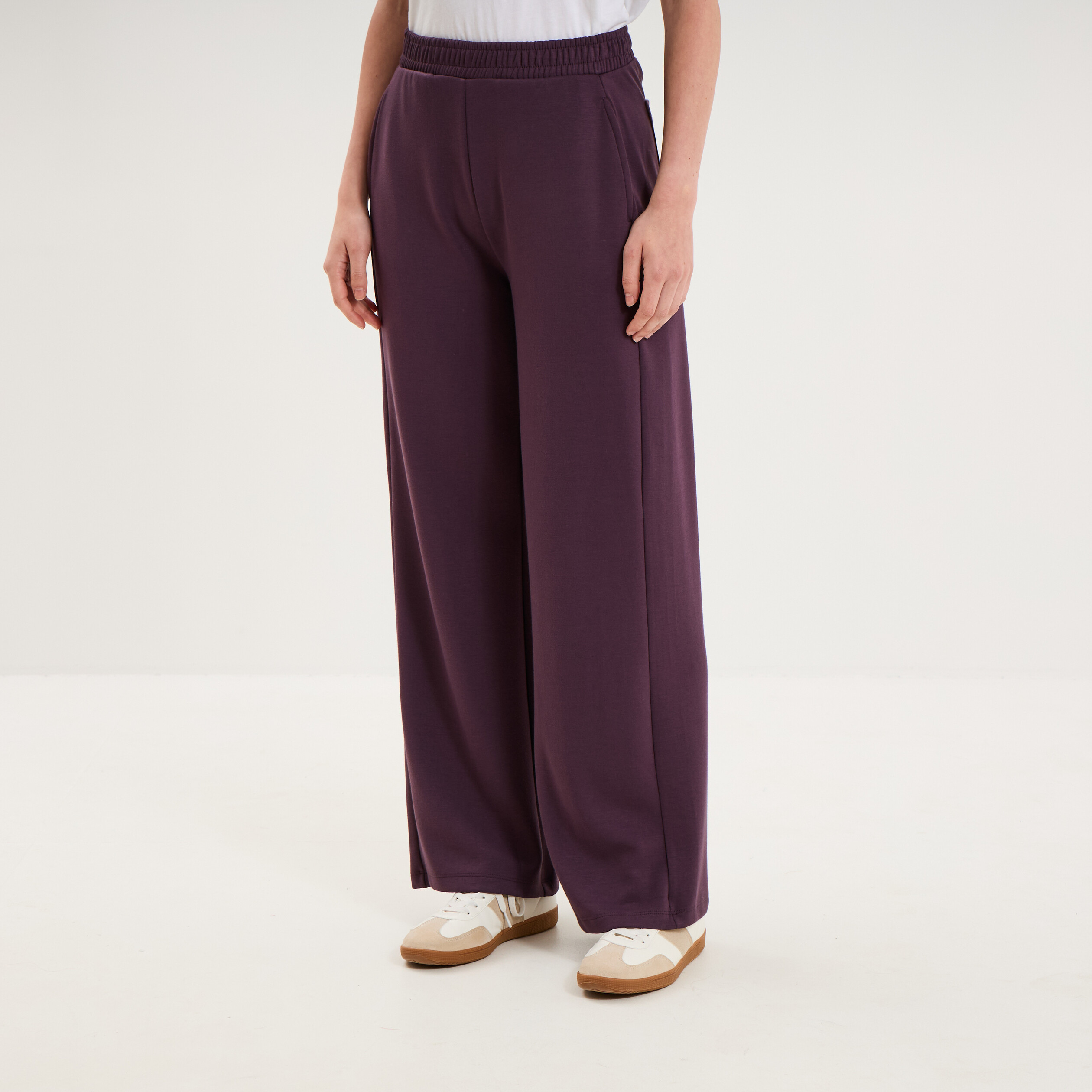 Pantalon de jogging large molletonn&eacute; violet fonc&eacute; femme
