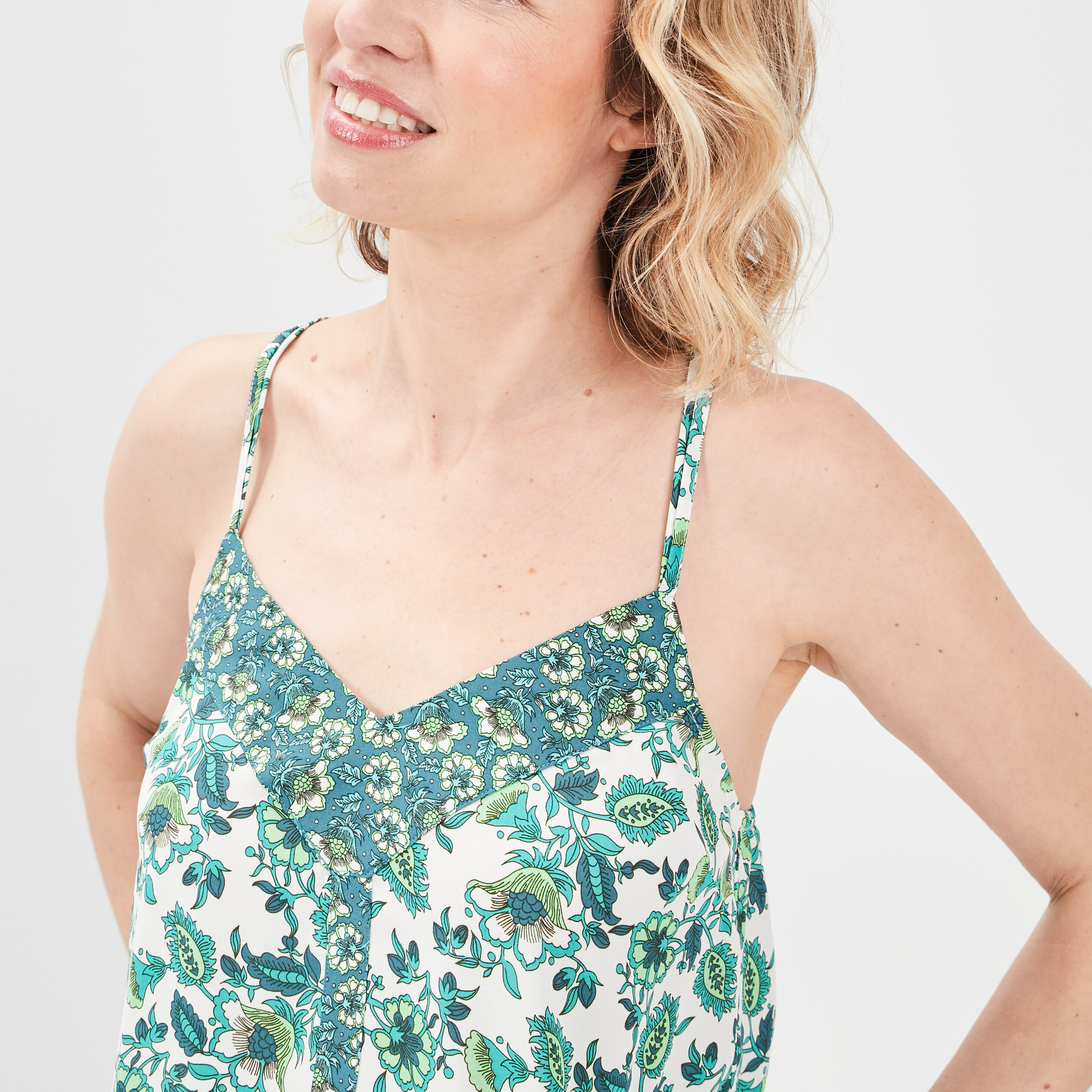Caraco bretelles fines ecru femme
