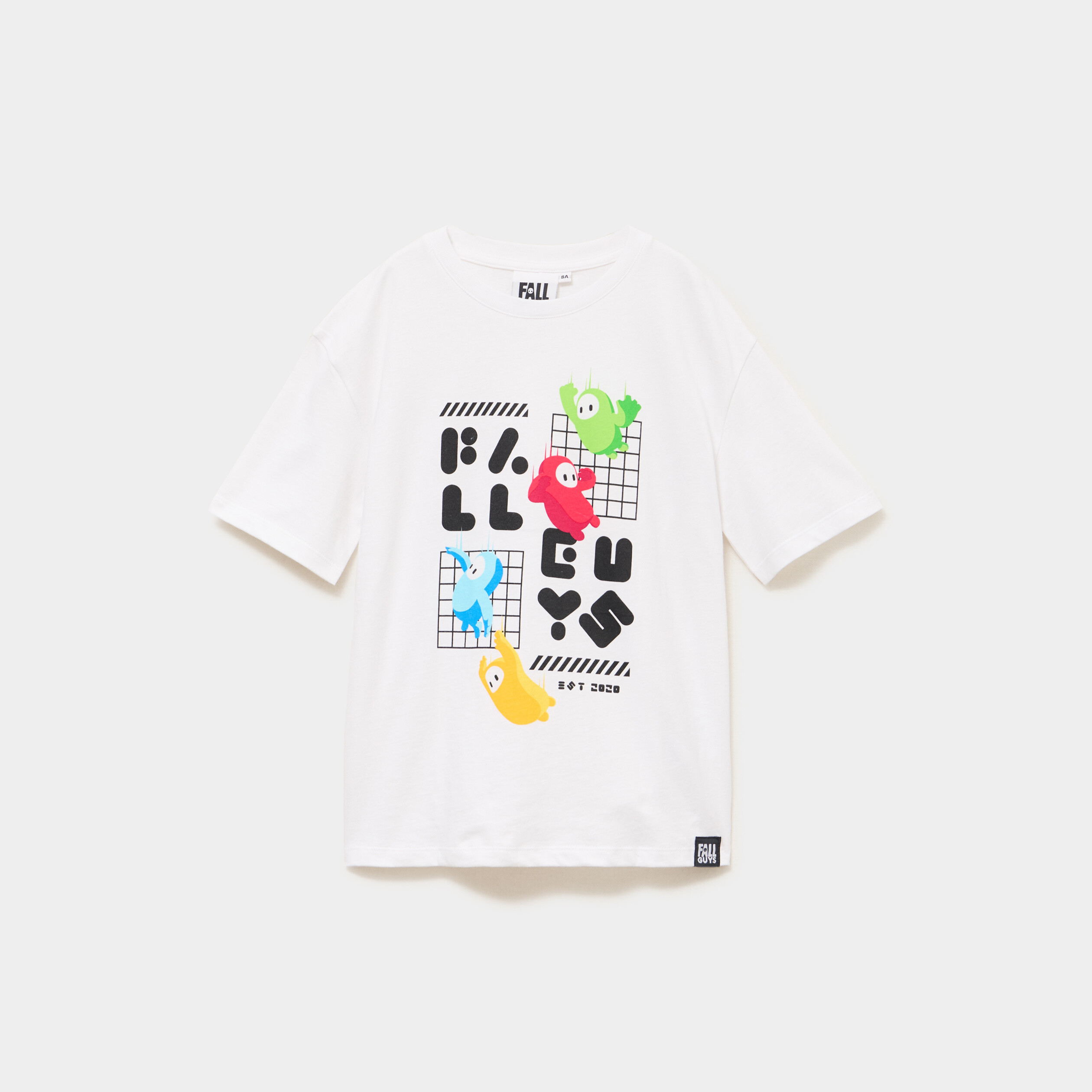 T-shirt manches courtes coton Fall Guys blanc gar&ccedil;on