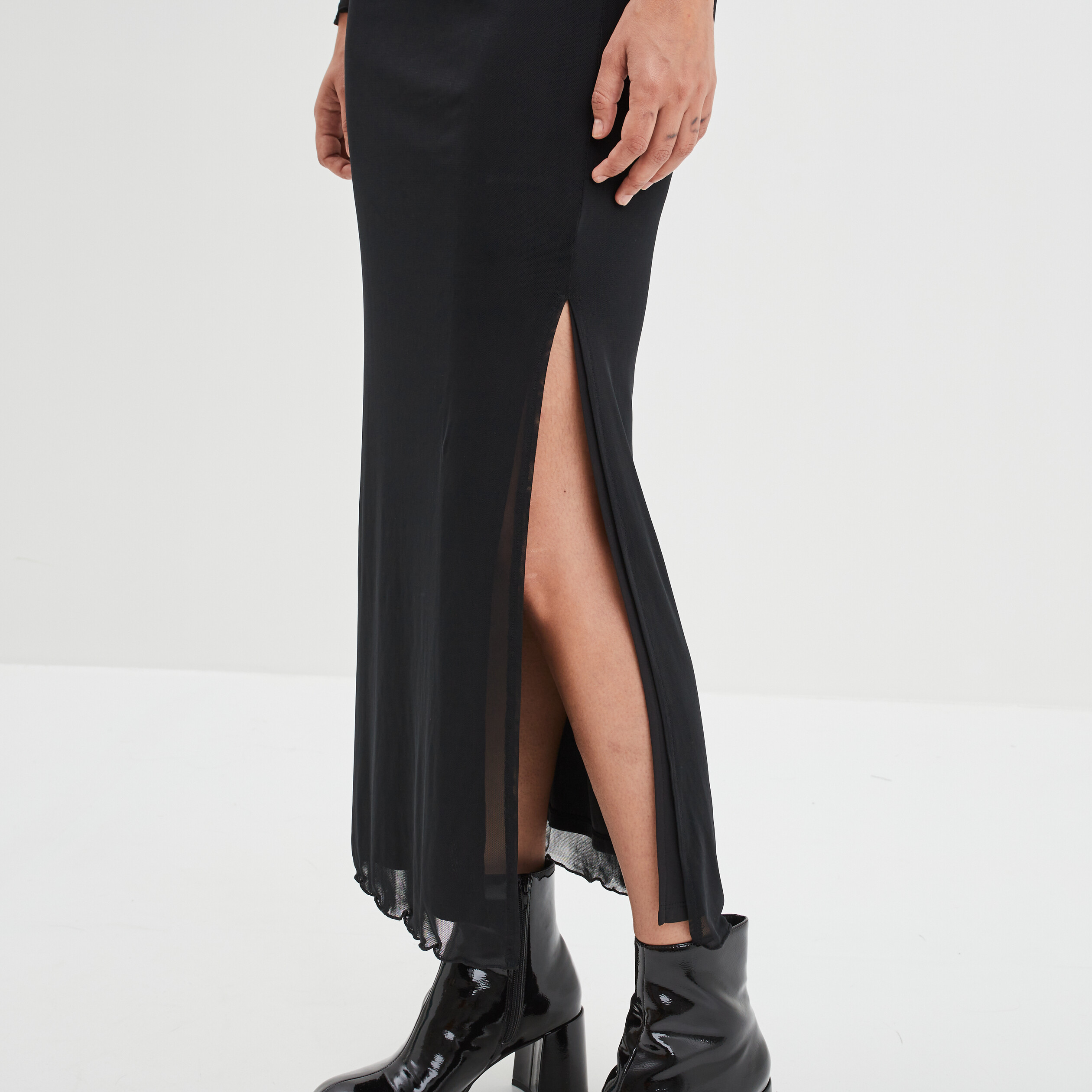 Robe longue mesh doublée Liberto noir femme
