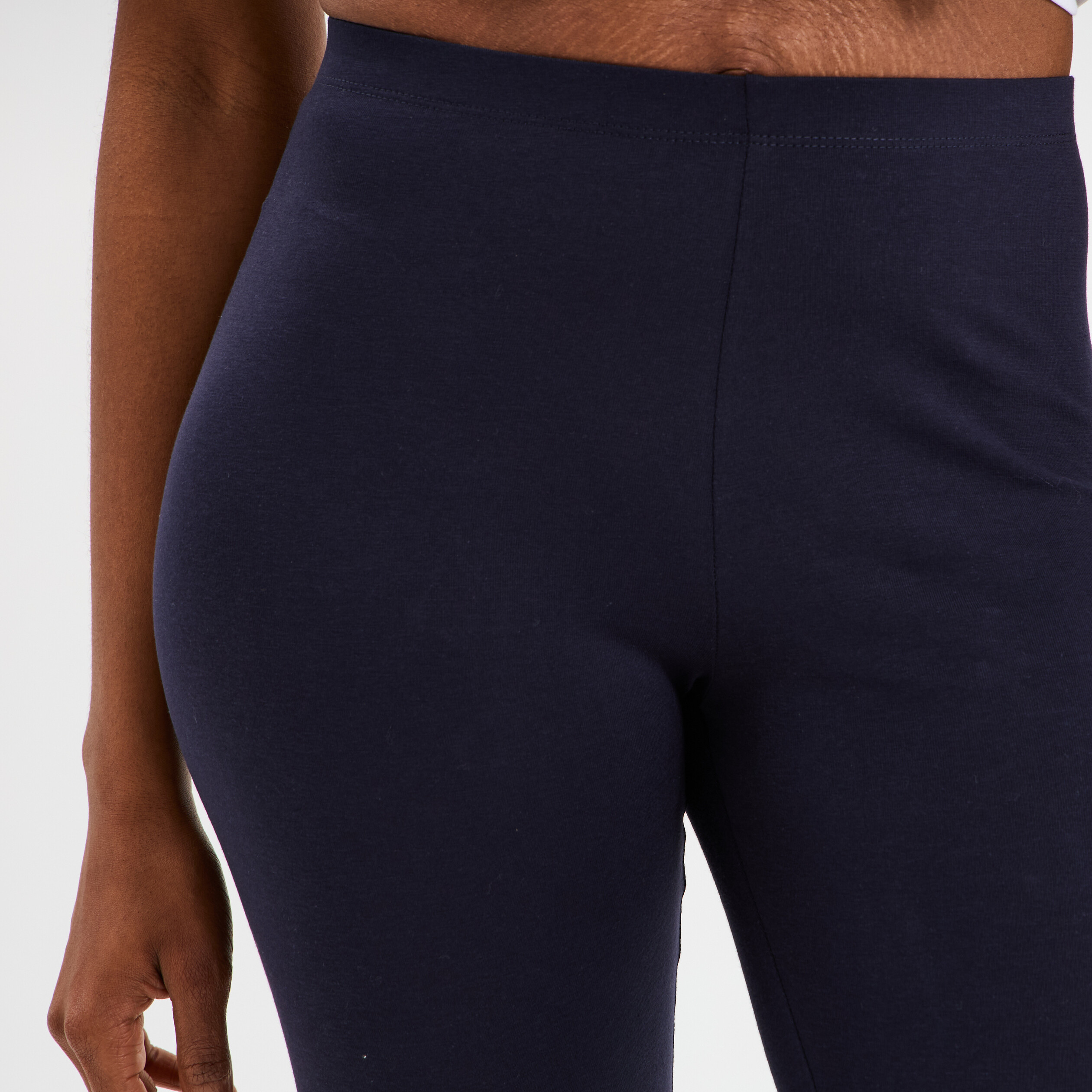 Legging 7/8 &egrave;me taille &eacute;lastiqu&eacute;e bleu marine femme