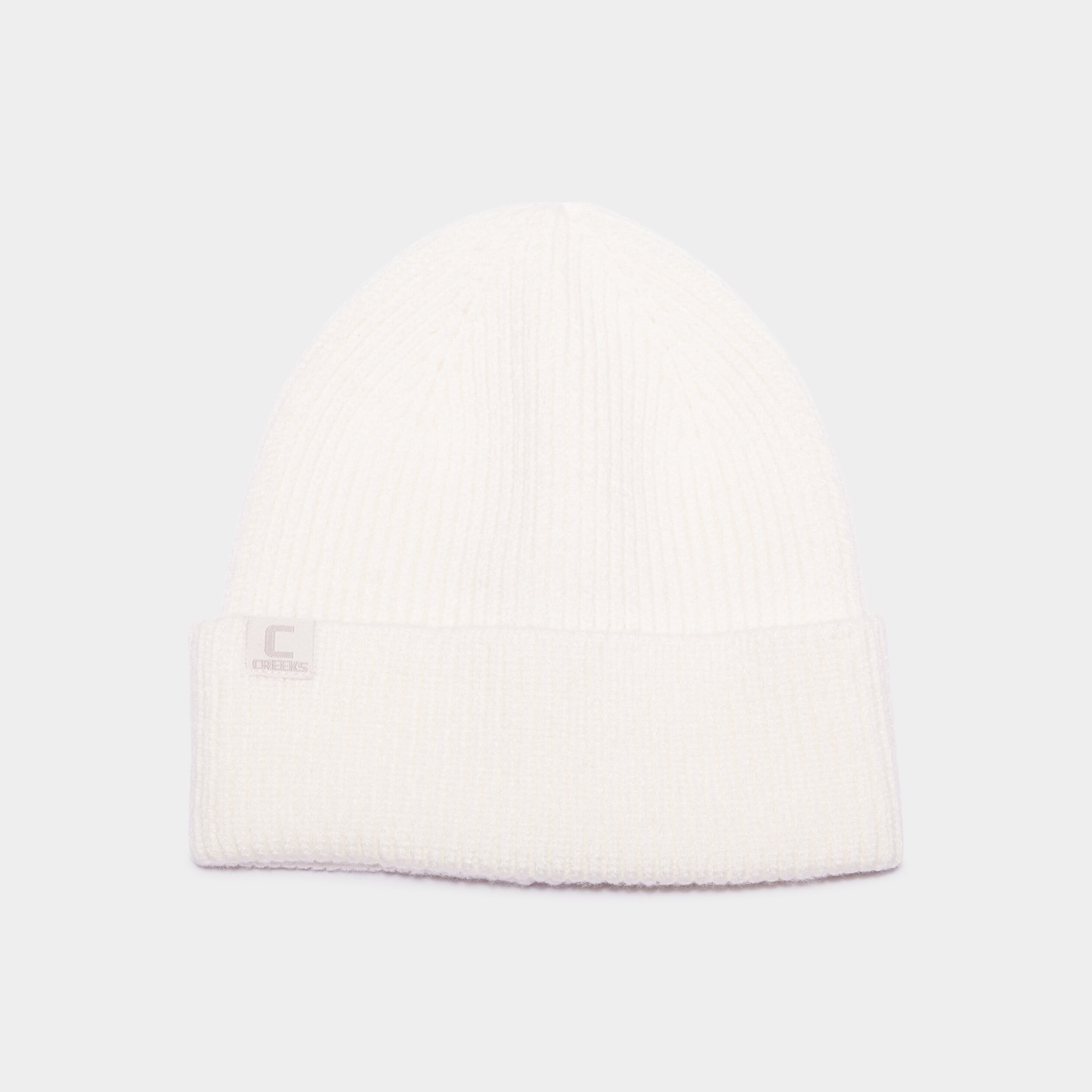 Bonnet tricot&eacute; avec bord &agrave; revers ivoire femme