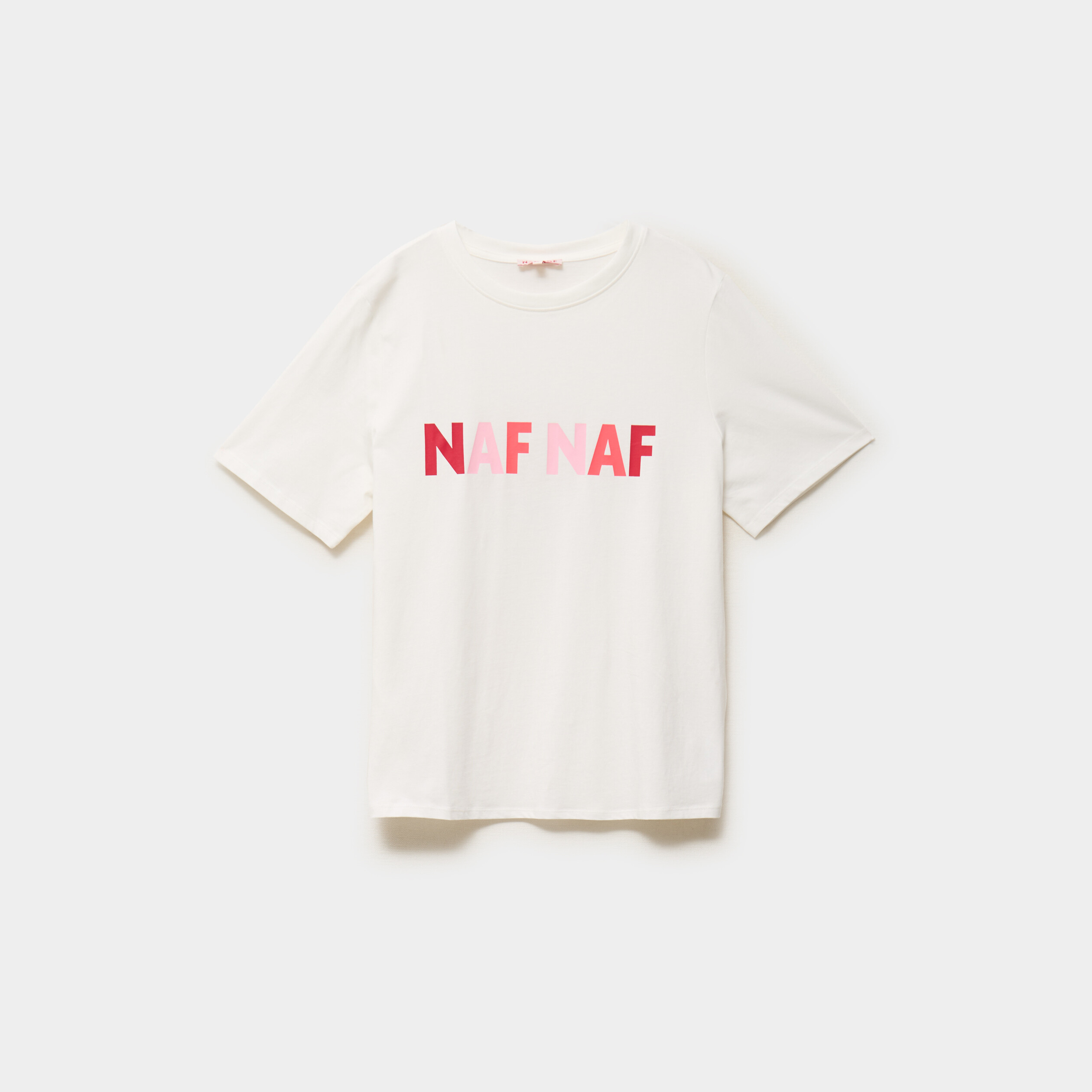 T-shirt logo NAF NAF manches courtes blanc femme