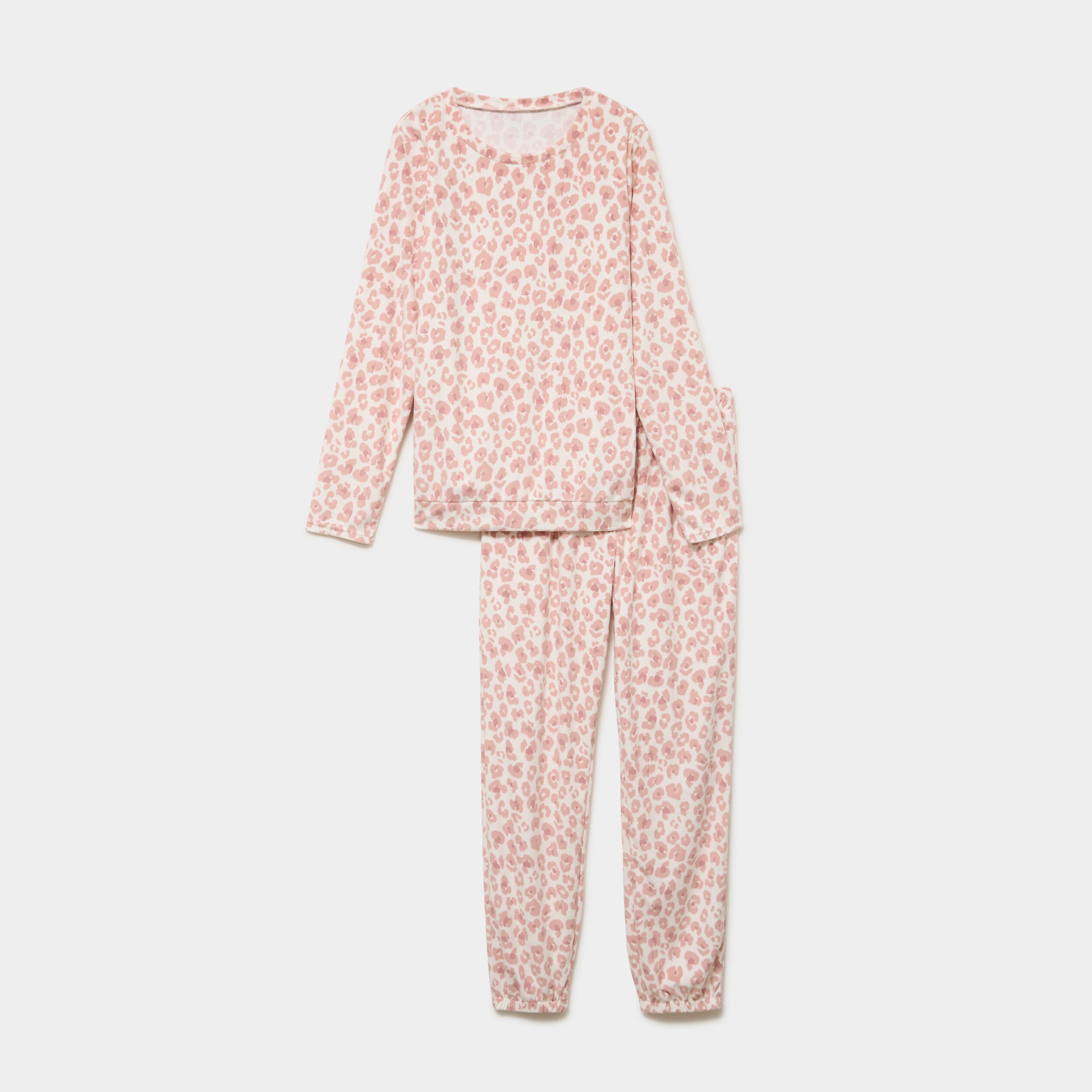 Ensemble pyjama t-shirt pantalon velours rose femme
