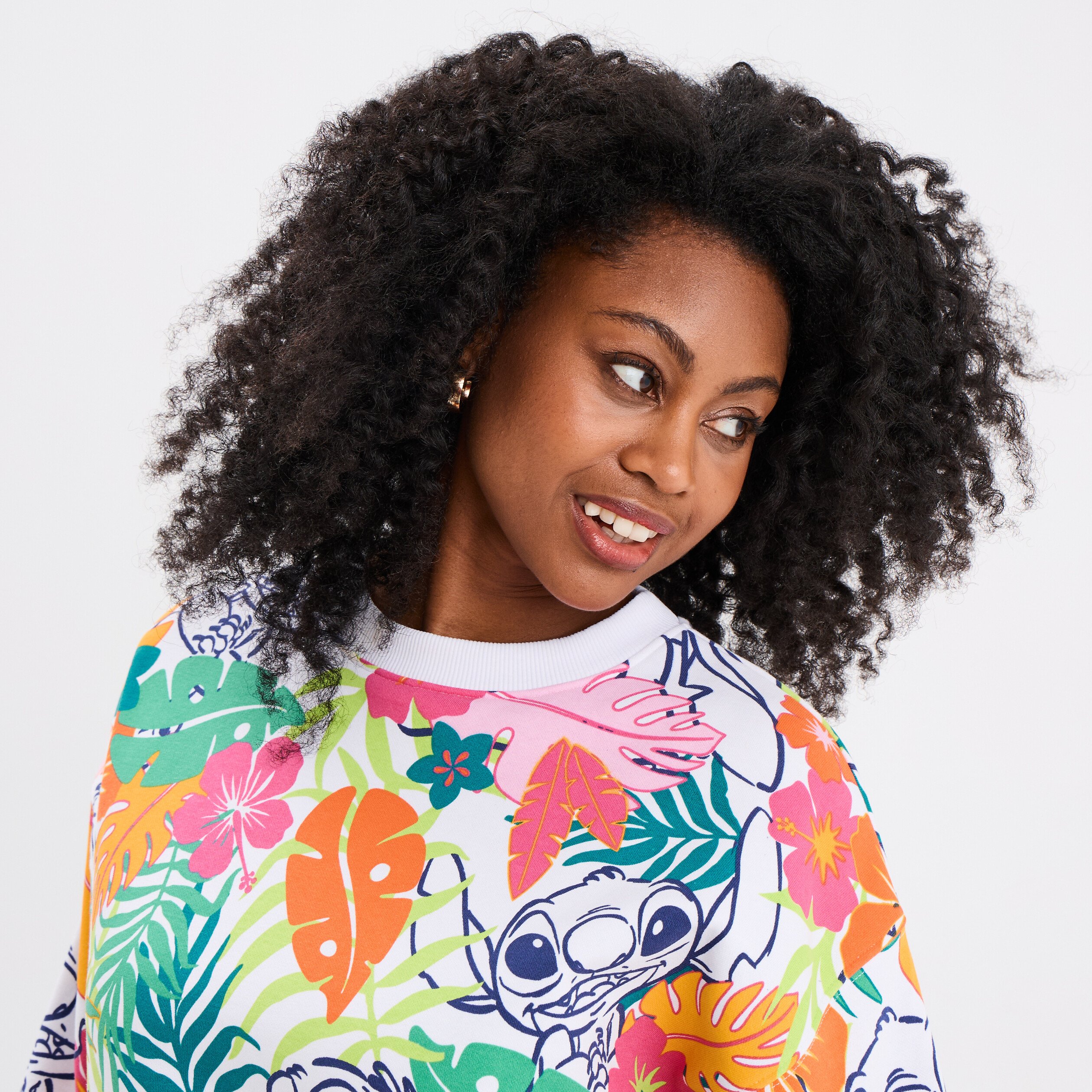 sweat col rond manches longues stitch multicolore femme Sweat col rond manches longues Stitch multicolore femme