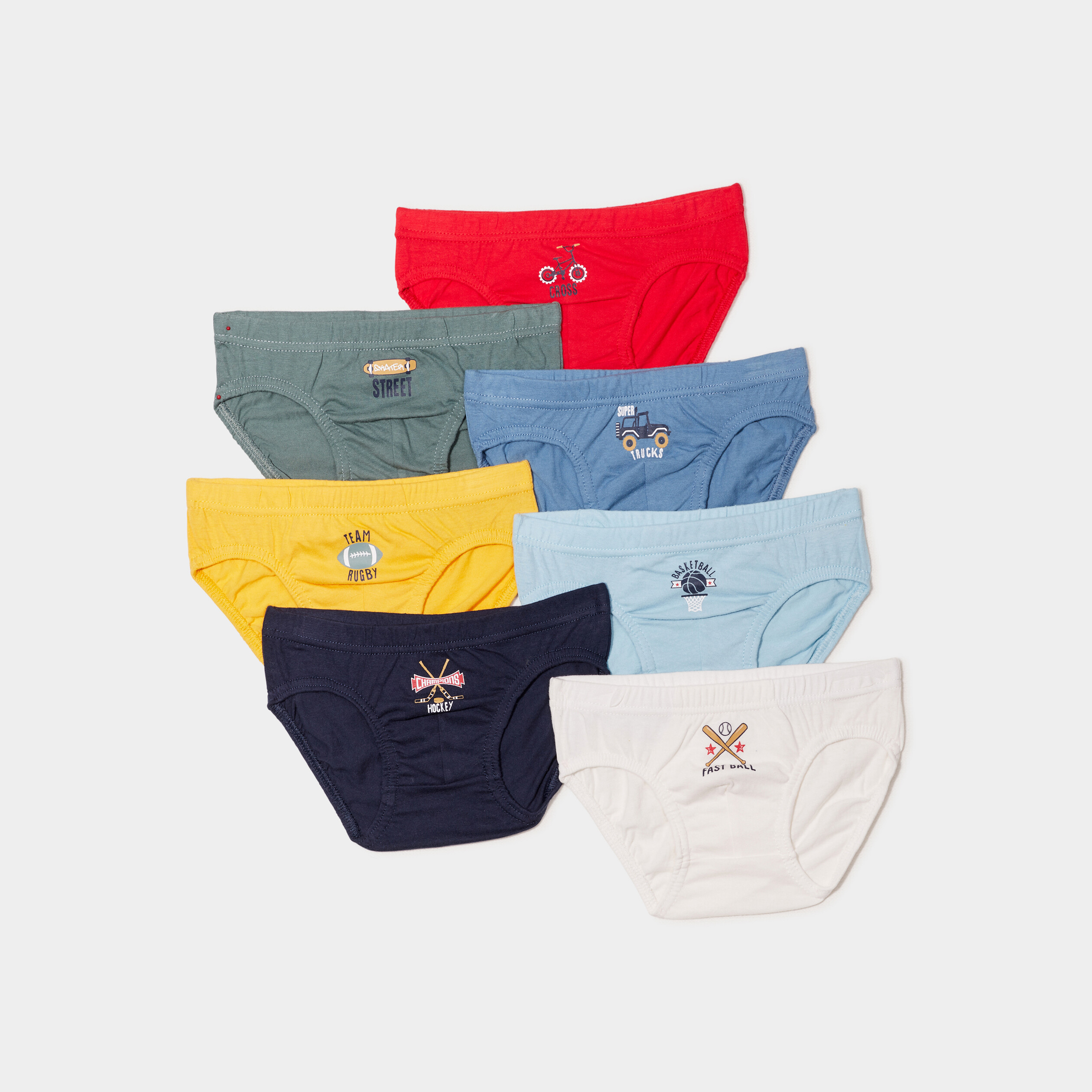 Lot De 7 Slips Garçon Multicolores Avec Motifs Griffes Et étoiles - 100% Coton, Tailles 2 à 8 Ans - Pratique Et Mignon