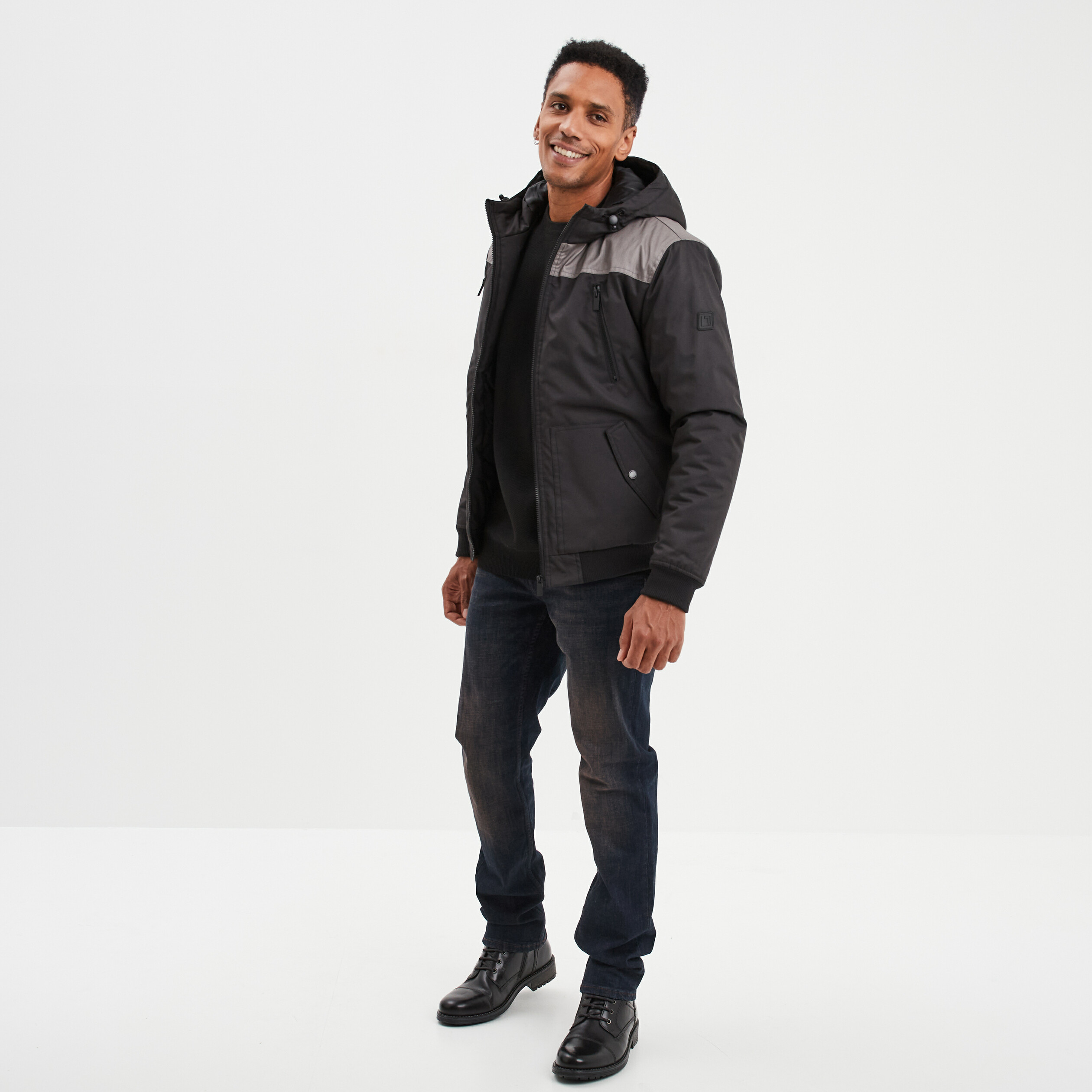 blouson deperlant zippe capuche liberto noir homme Blouson déperlant zippé capuche Liberto noir homme